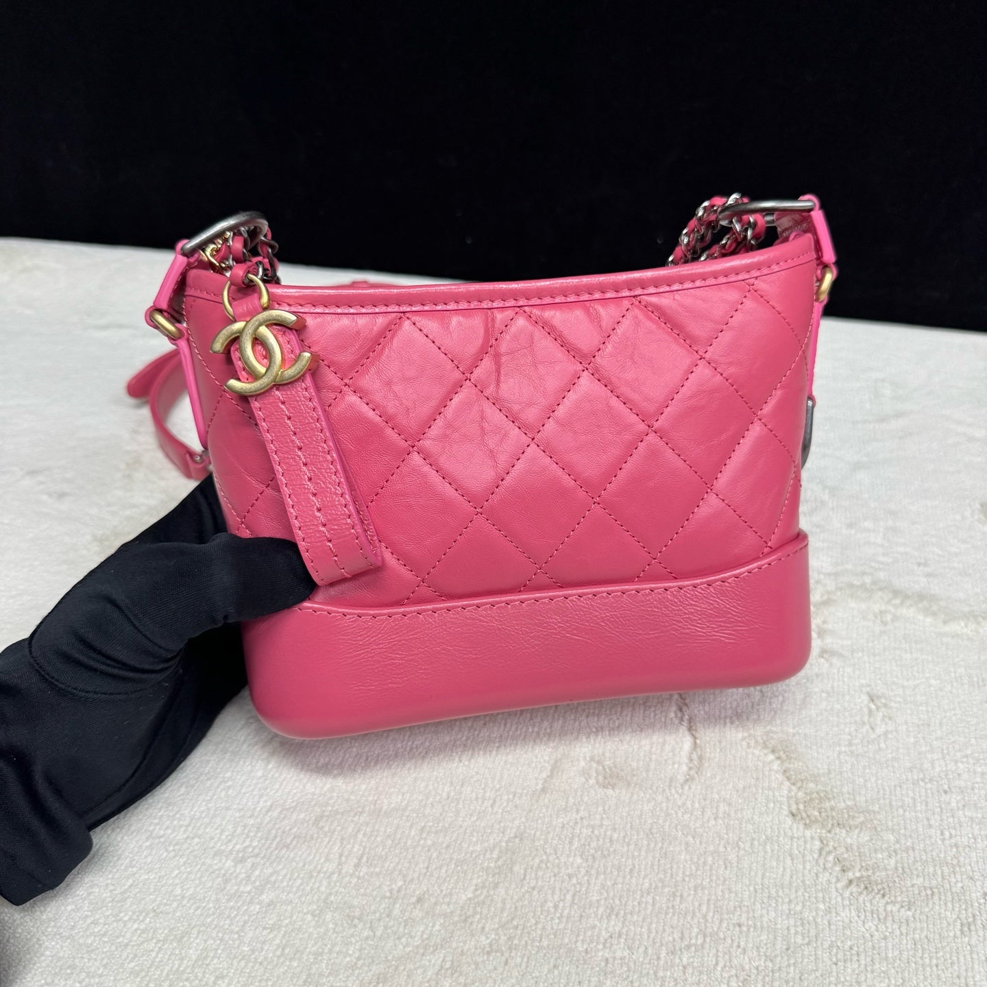 Chanel - Gabrielle Hobo Bag - Aged calfskin leather - Pink - (small)