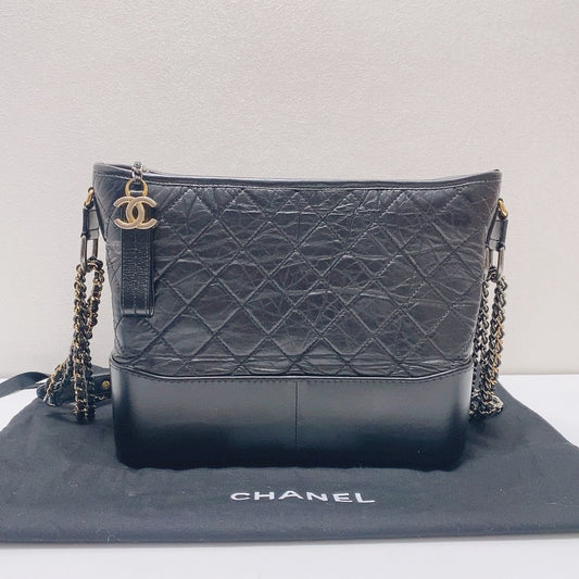 Chanel - Gabrielle Hobo Bag - Calfskin leather - Black - (medium)