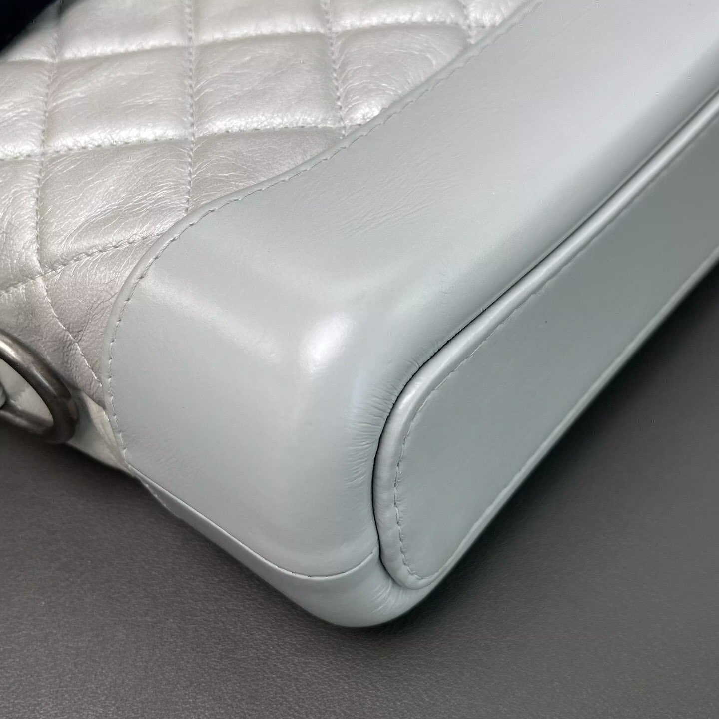 Chanel - Gabrielle Hobo Bag - Calfskin leather - Silver with Mixed-Tone Hardware - (small)