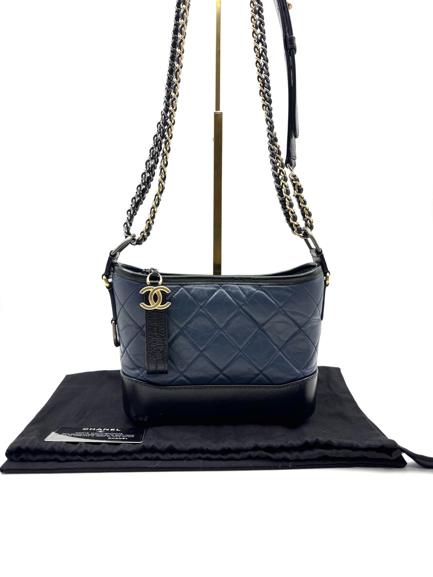 Chanel - Gabrielle Hobo Bag - Cowhide leather - Blue, Black - (Small)