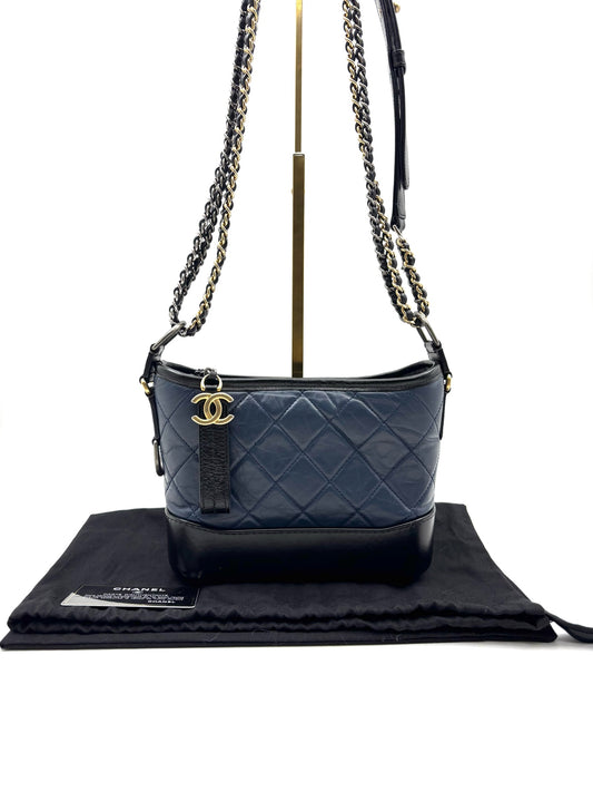 Chanel - Gabrielle Hobo Bag - Cowhide leather - Blue, Black - (Small)