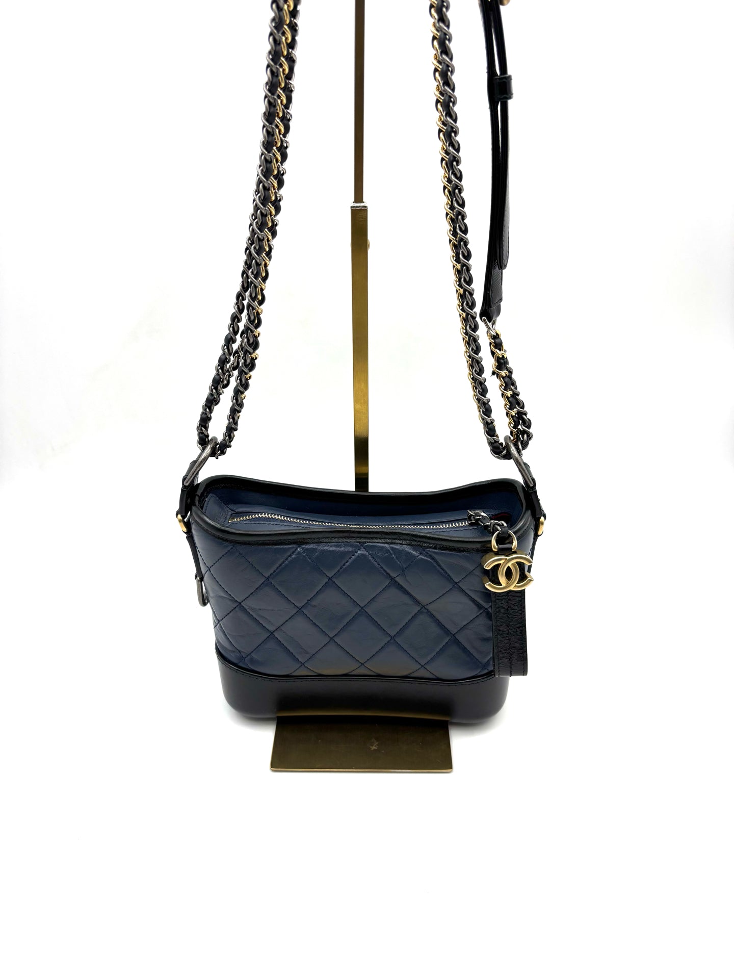 Chanel - Gabrielle Hobo Bag - Cowhide leather - Blue, Black - (Small)