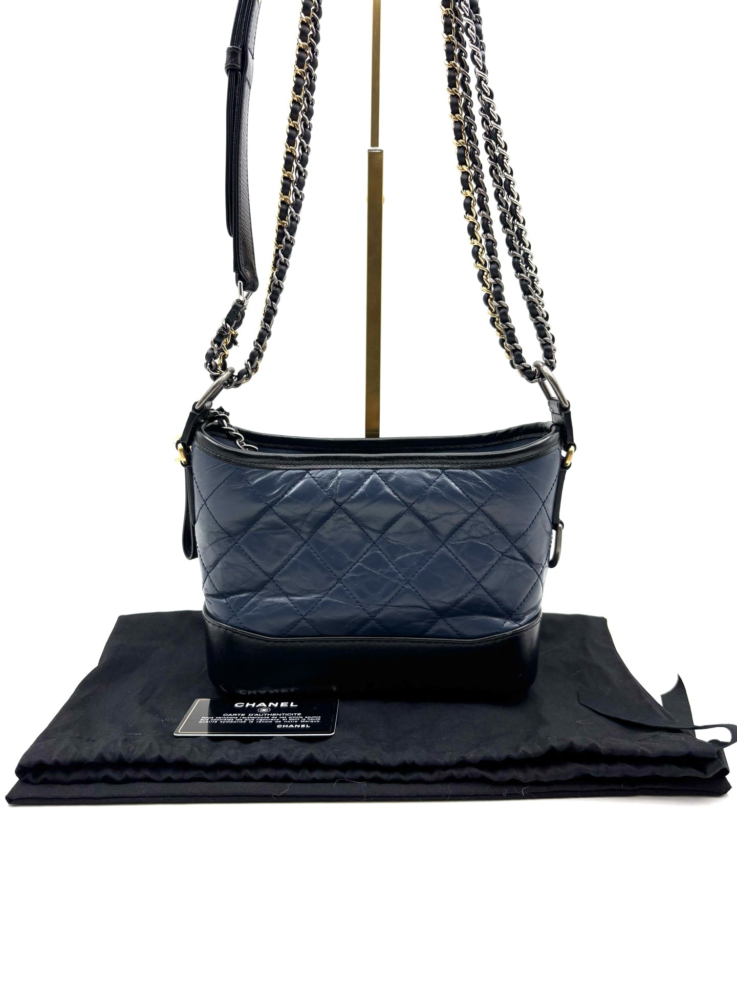 Chanel - Gabrielle Hobo Bag - Cowhide leather - Blue, Black - (Small)