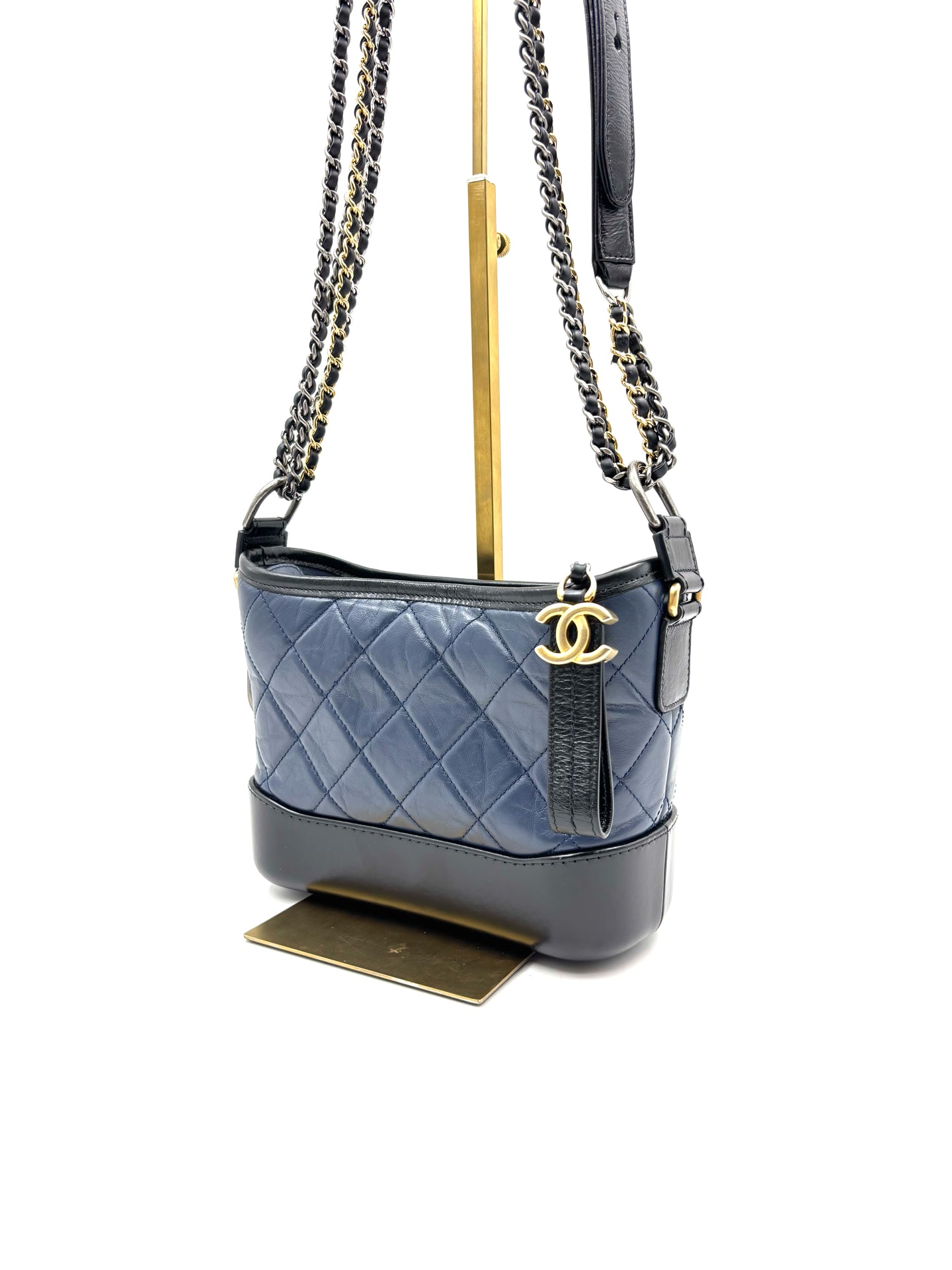 Chanel - Gabrielle Hobo Bag - Cowhide leather - Blue, Black - (Small)