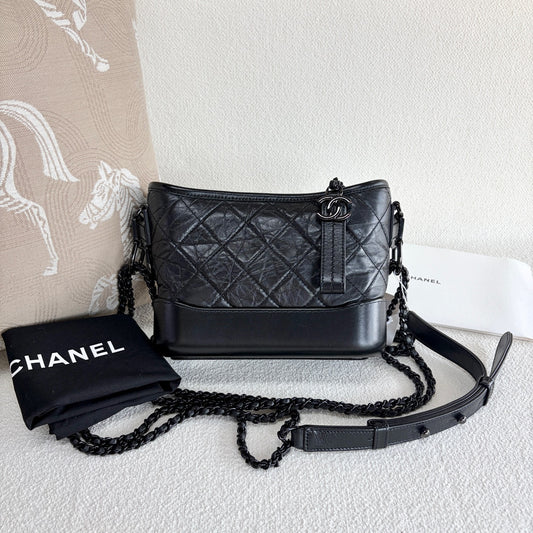 Chanel - Gabrielle Hobo Bag - Leather - Black - (small)