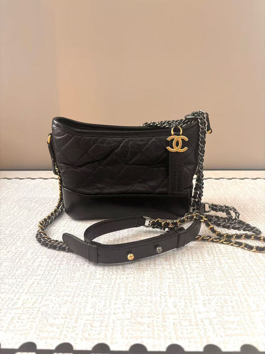 Chanel - Gabrielle Hobo Bag (Mini) - Vintage calfskin leather and smooth calfskin leather - Black - (mini)