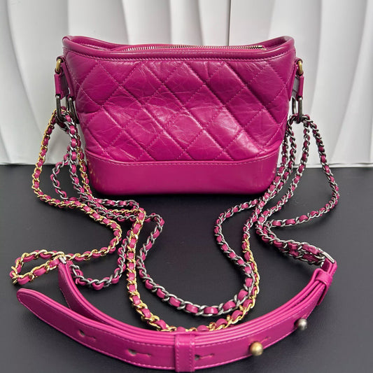 Chanel - Gabrielle Hobo Bag - Quilted cowhide leather - Fuchsia Pink - (small)
