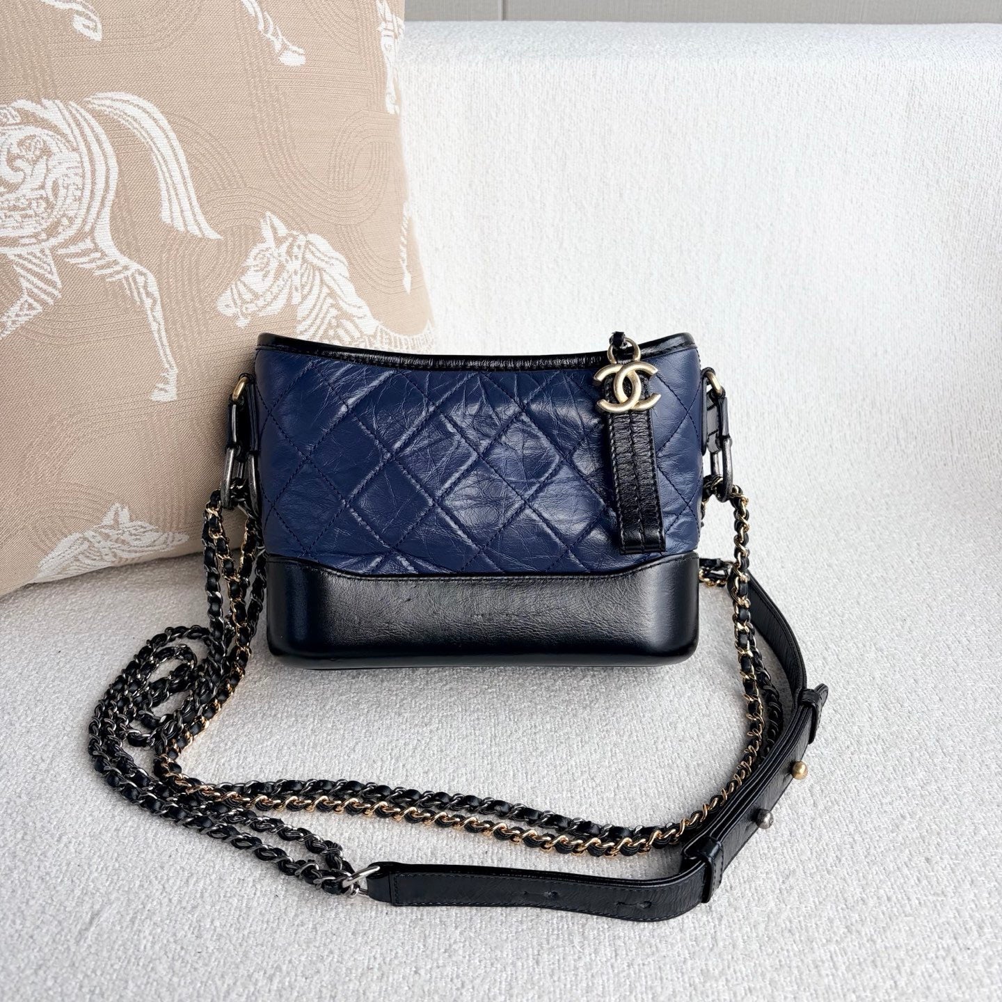 Chanel - Gabrielle Hobo - Leather - Deep Blue and Black - (Small)