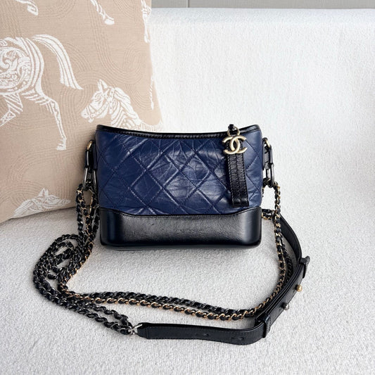 Chanel - Gabrielle Hobo - Leather - Deep Blue and Black - (Small)