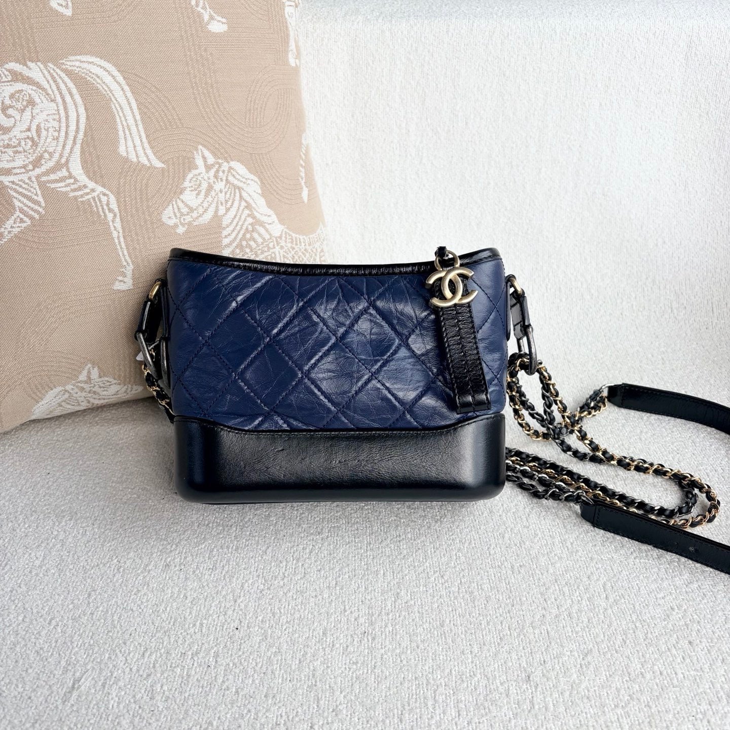 Chanel - Gabrielle Hobo - Leather - Deep Blue and Black - (Small)