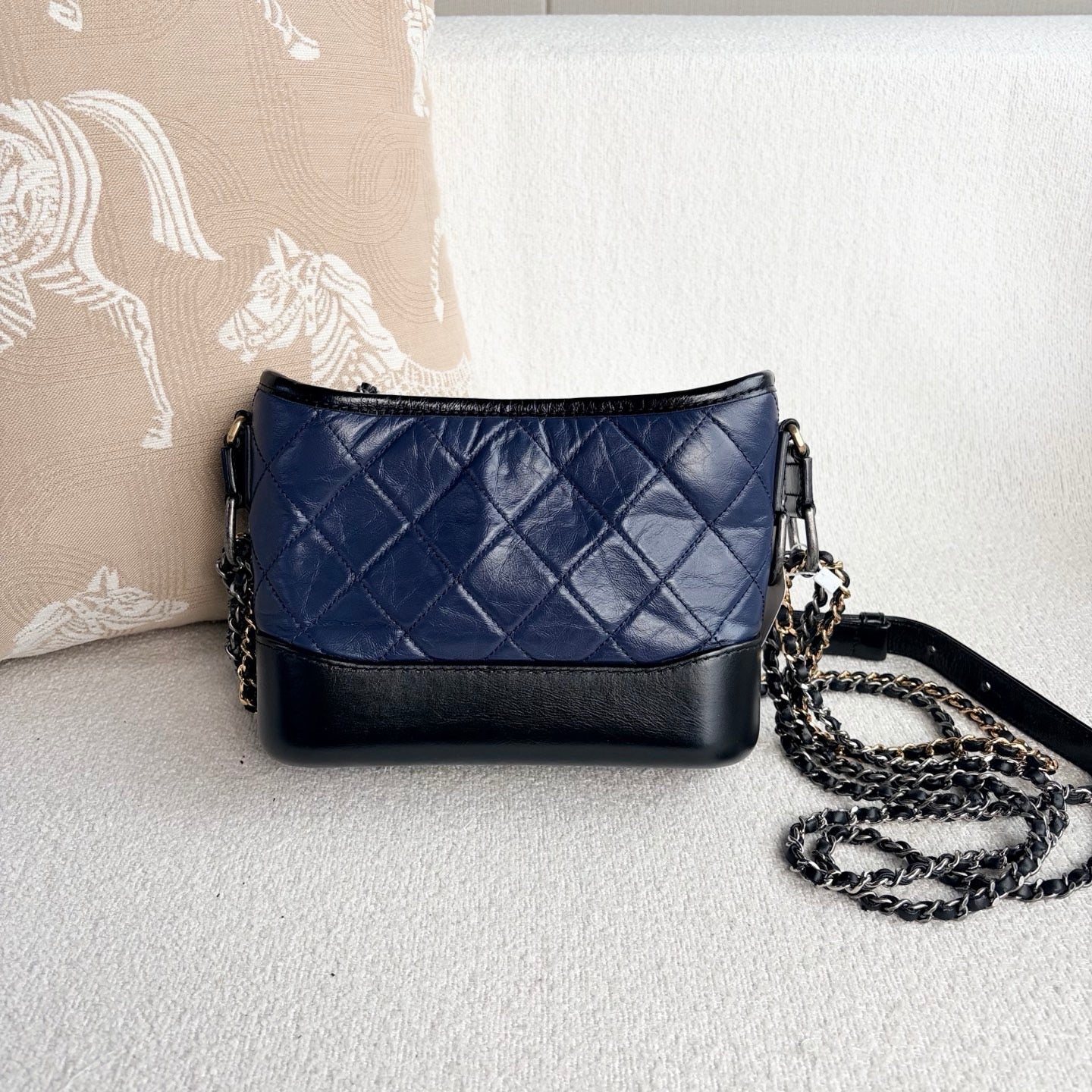 Chanel - Gabrielle Hobo - Leather - Deep Blue and Black - (Small)