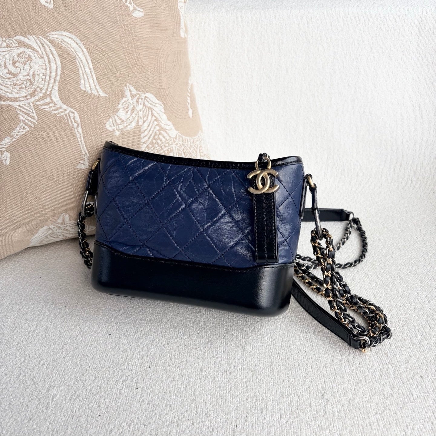 Chanel - Gabrielle Hobo - Leather - Deep Blue and Black - (Small)