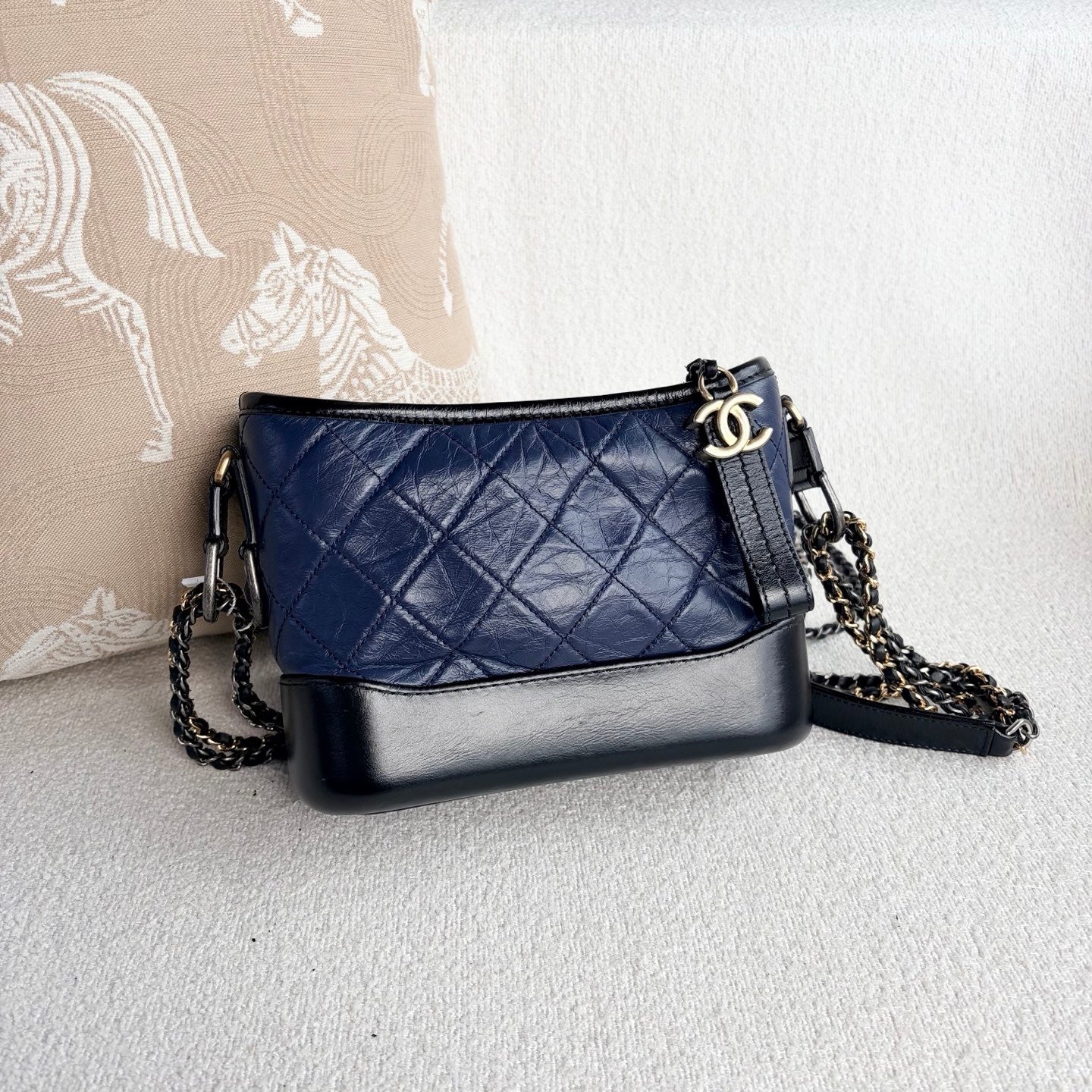 Chanel - Gabrielle Hobo - Leather - Deep Blue and Black - (Small)