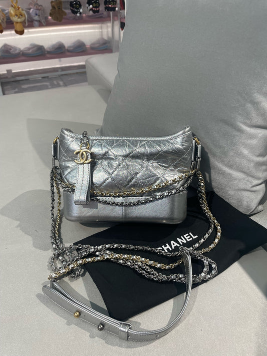 Chanel - Gabrielle Hobo - Leather - Silver - (small)