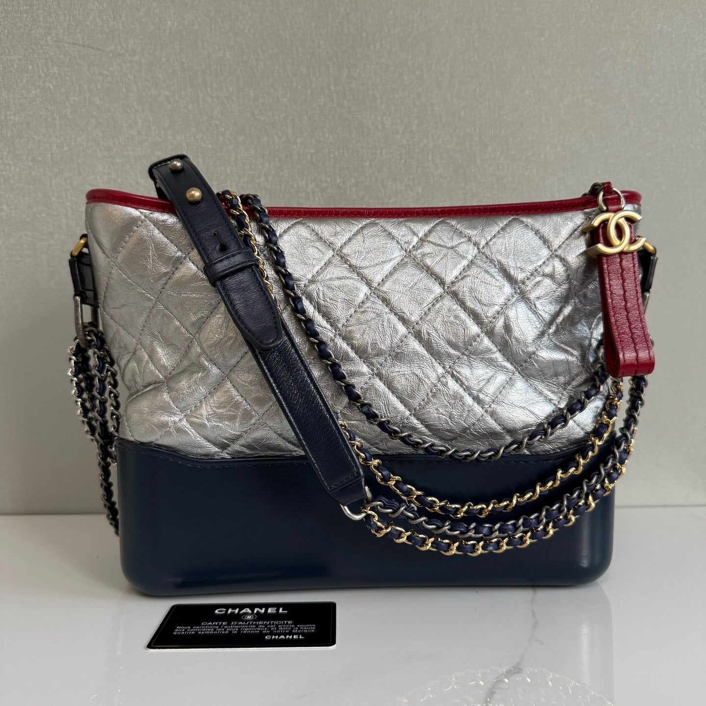 Chanel - Gabrielle - Leather - Silver - (medium)