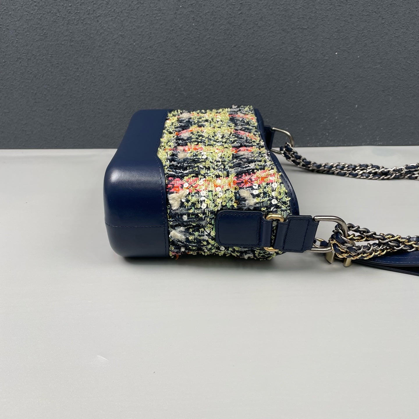 Chanel - Gabrielle Small Hobo Bag - Tweed and calfskin leather - Navy Blue with Multicolour Tweed - (small)