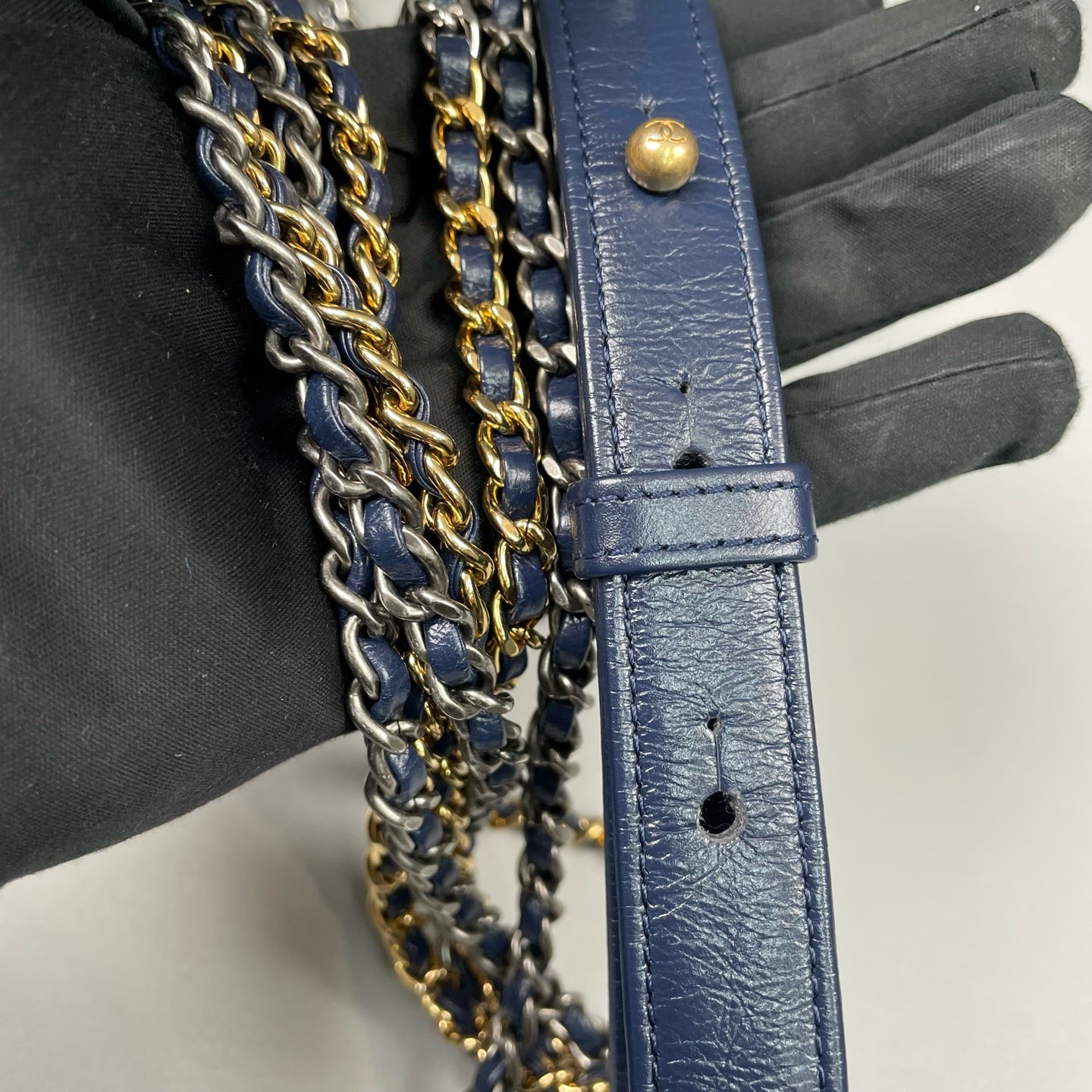 Chanel - Gabrielle Small Hobo Bag - Tweed and calfskin leather - Navy Blue with Multicolour Tweed - (small)