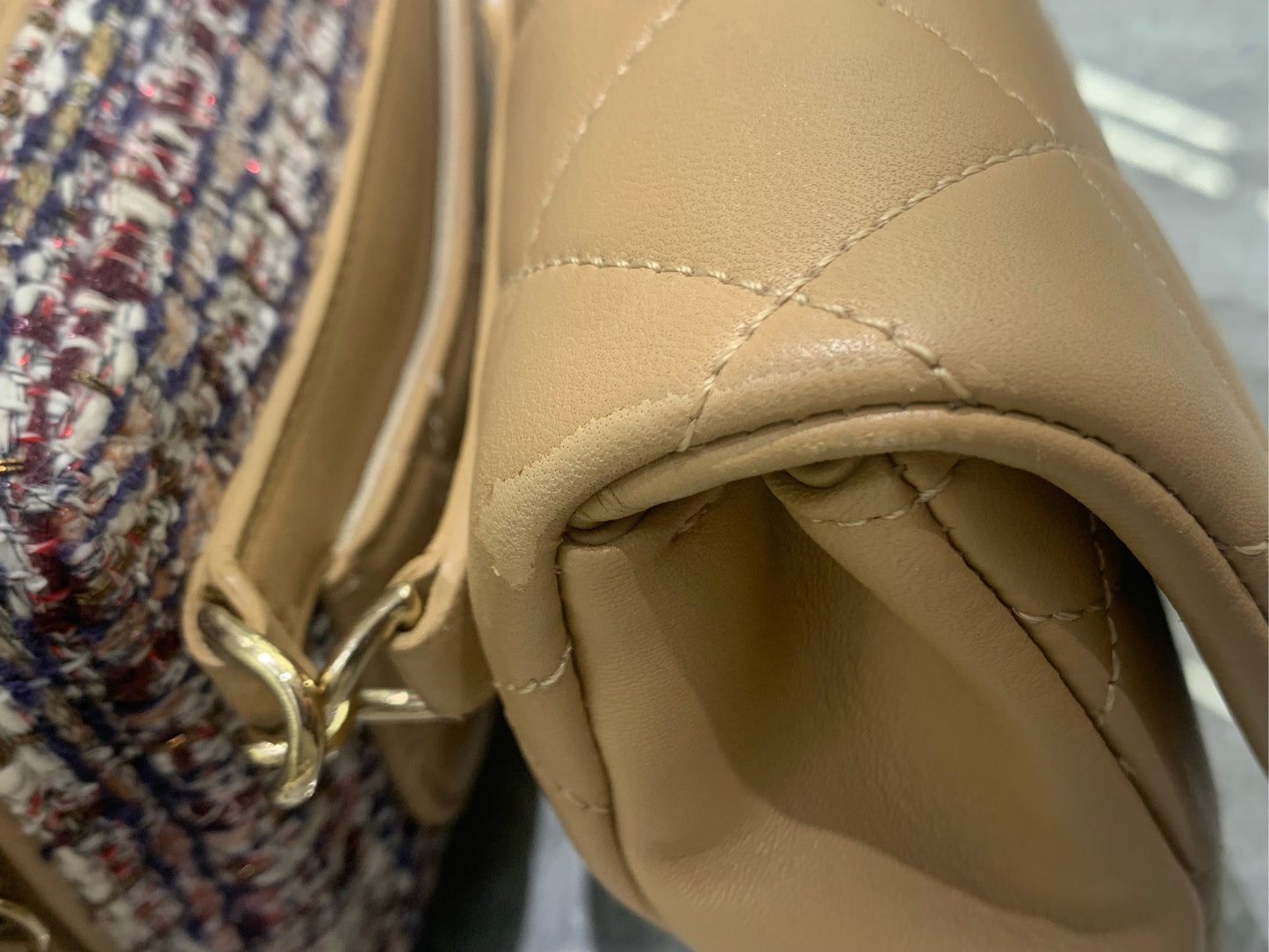 Chanel - Gemini Double Bag - Lambskin leather and Tweed - Beige and Multicolour - (mini)