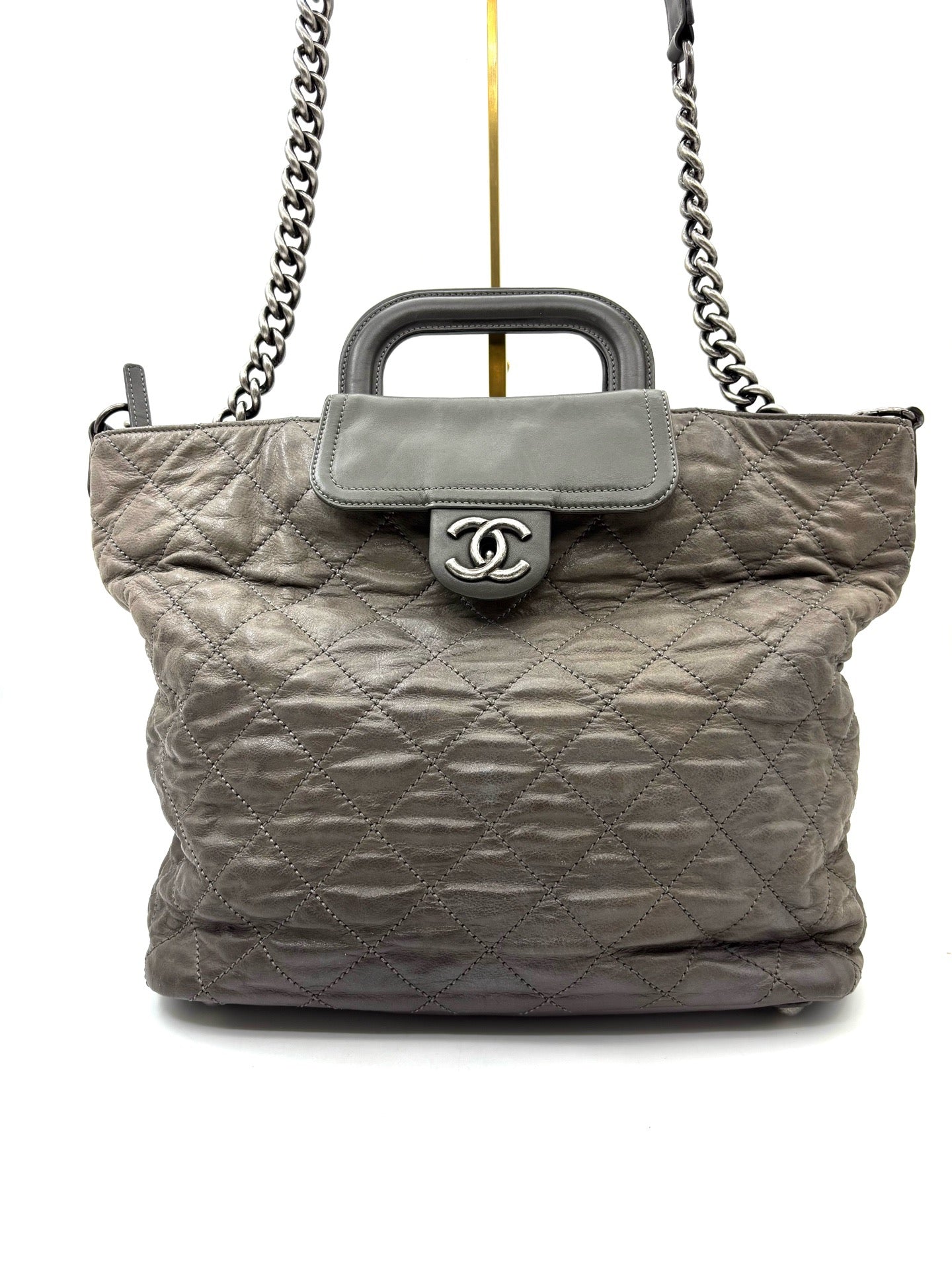 Chanel - Grand Shopper Tote - Leather - Grey - (Large)