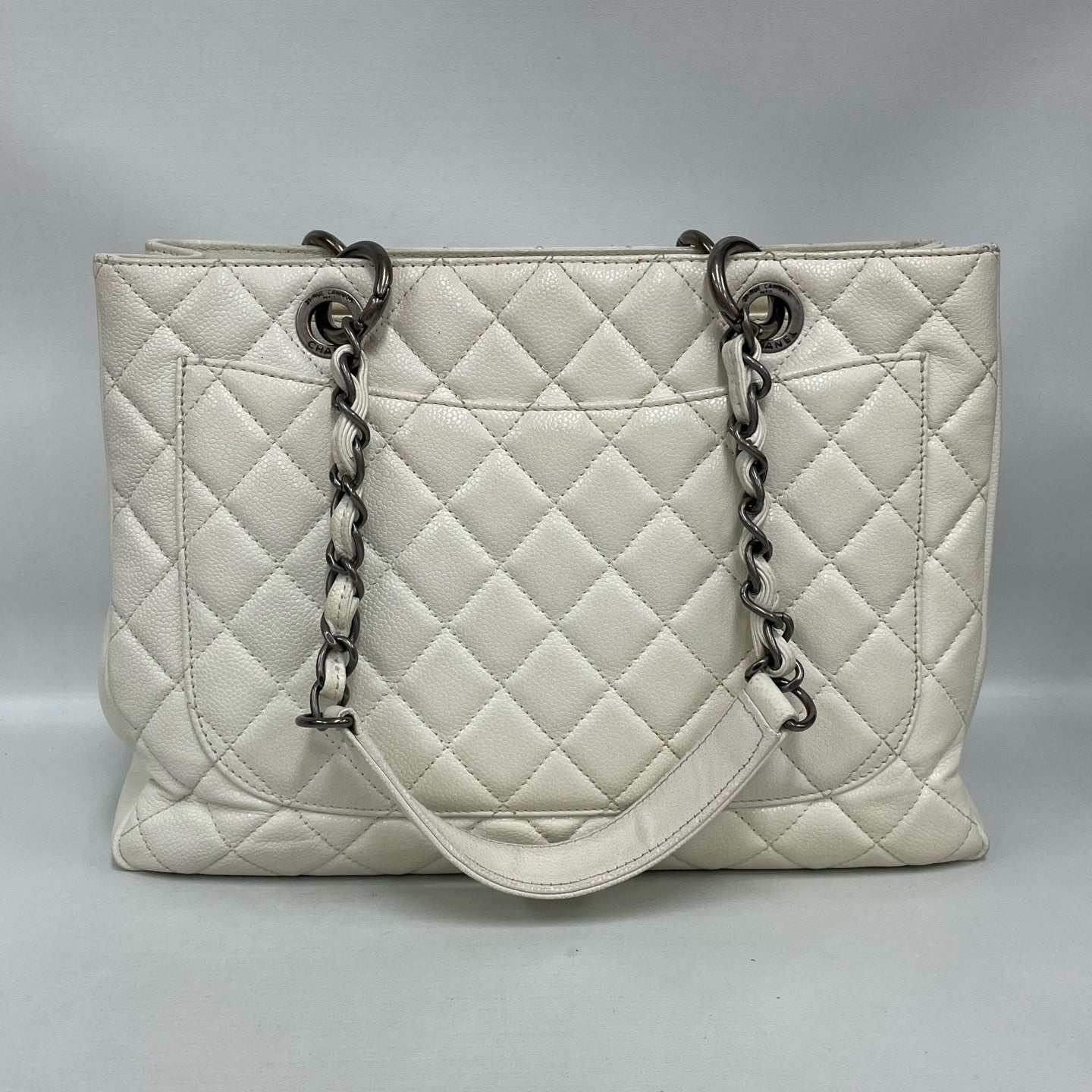 Chanel - Grand Shopping Tote (GST) - Caviar leather - White with Silver-Tone Hardware - (large)
