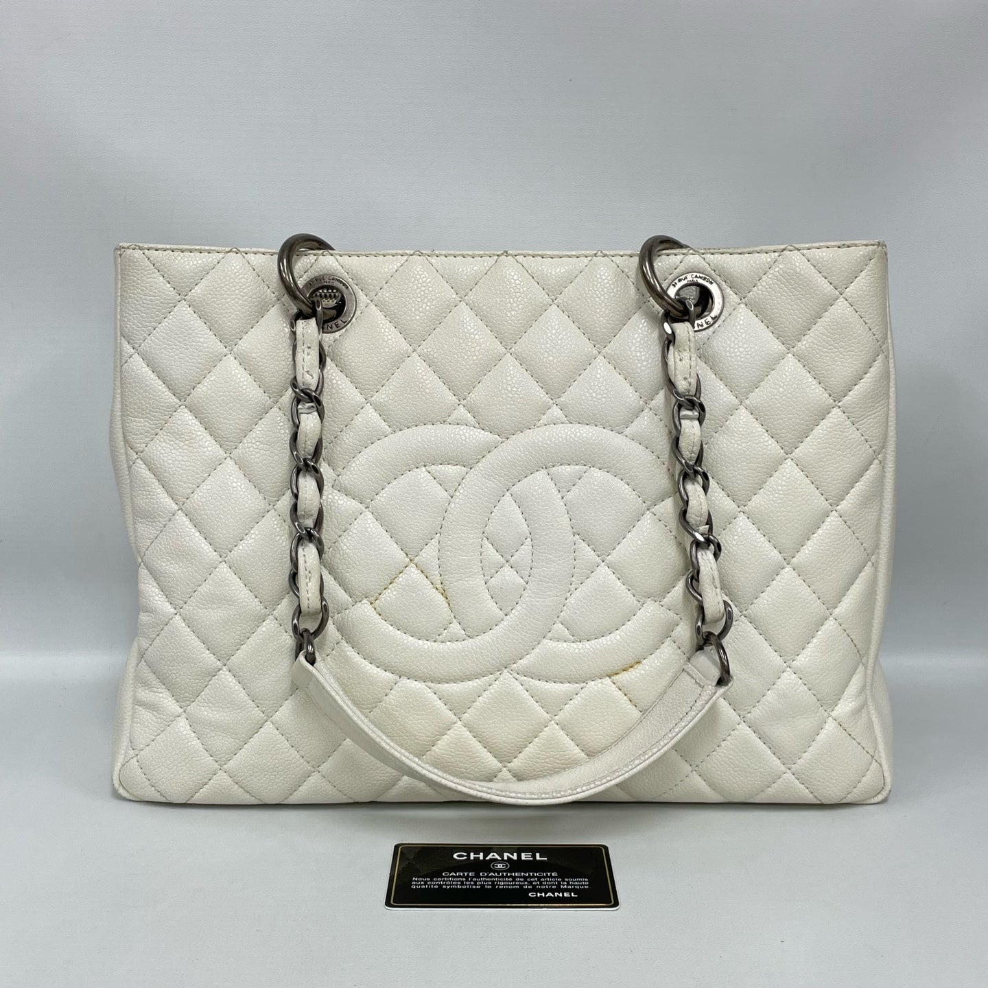 Chanel - Grand Shopping Tote (GST) - Caviar leather - White with Silver-Tone Hardware - (large)