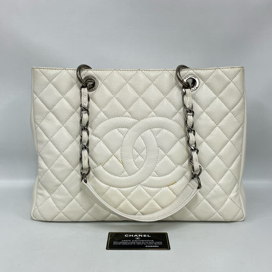 Chanel - Grand Shopping Tote (GST) - Caviar leather - White with Silver-Tone Hardware - (large)