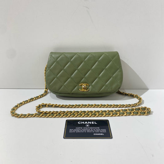 Chanel - Half-Moon Flap Bag - Lambskin leather - Avocado Green - (Mini)