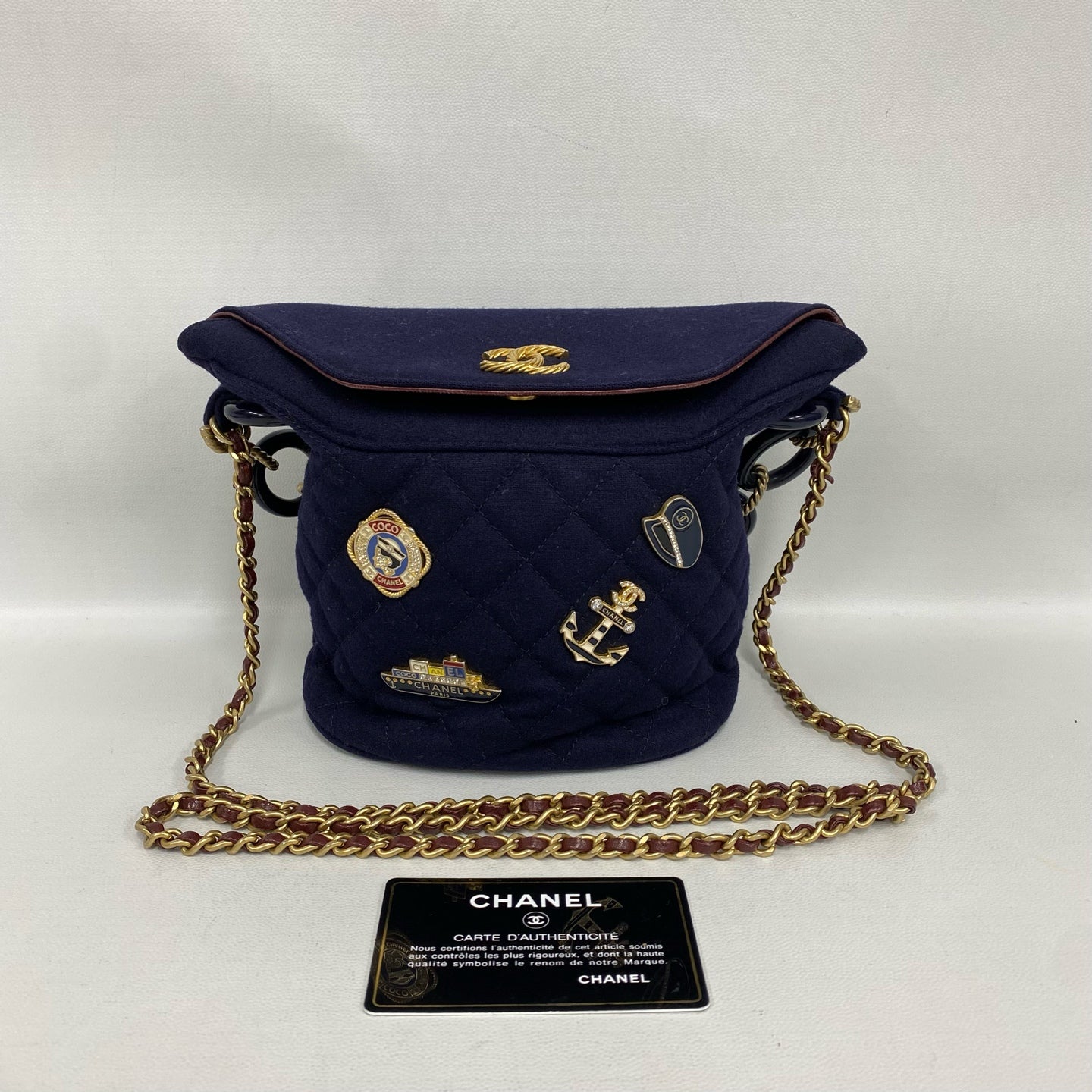 Chanel - Hamburg Series Navy Fries Bucket Bag - Wool - Blue - (mini)