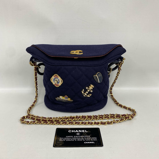 Chanel - Hamburg Series Navy Fries Bucket Bag - Wool - Blue - (mini)