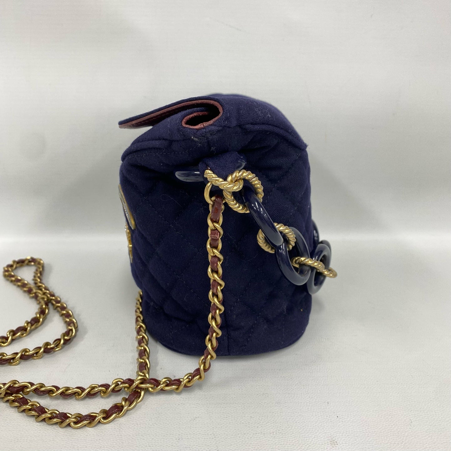 Chanel - Hamburg Series Navy Fries Bucket Bag - Wool - Blue - (mini)