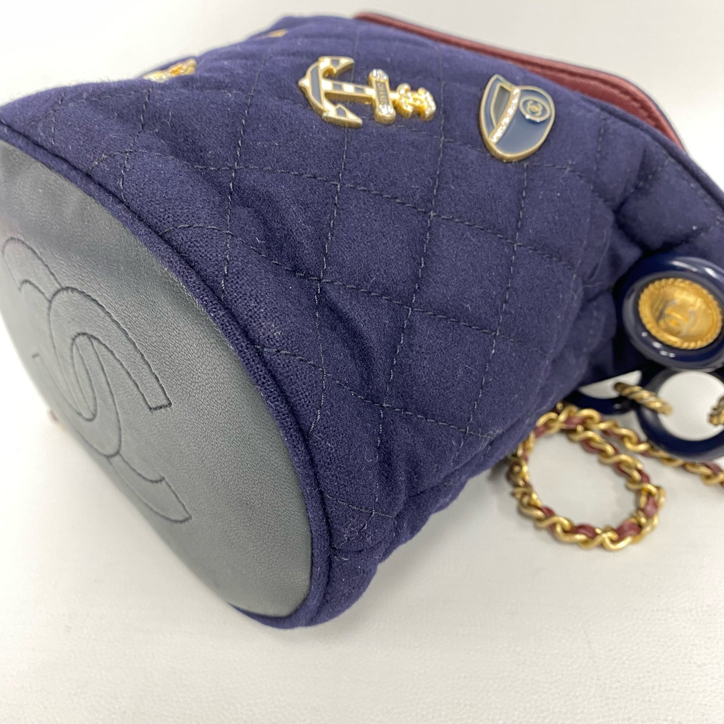 Chanel - Hamburg Series Navy Fries Bucket Bag - Wool - Blue - (mini)