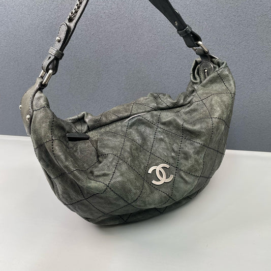 Chanel - Hobo Bag - Caviar leather - Metallic Dark Grey - (Large)