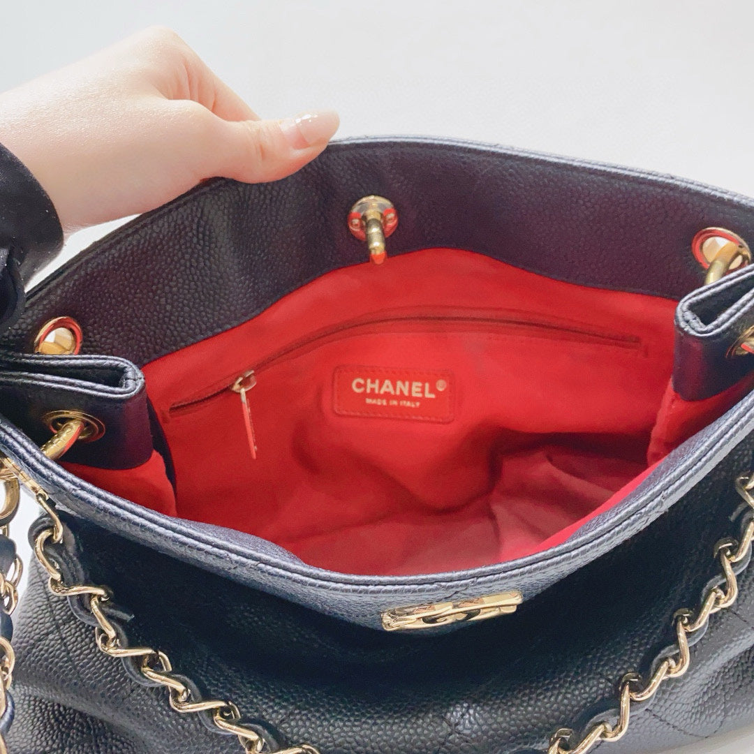 Chanel - Hobo Bucket Bag - Caviar leather - Black - (medium)