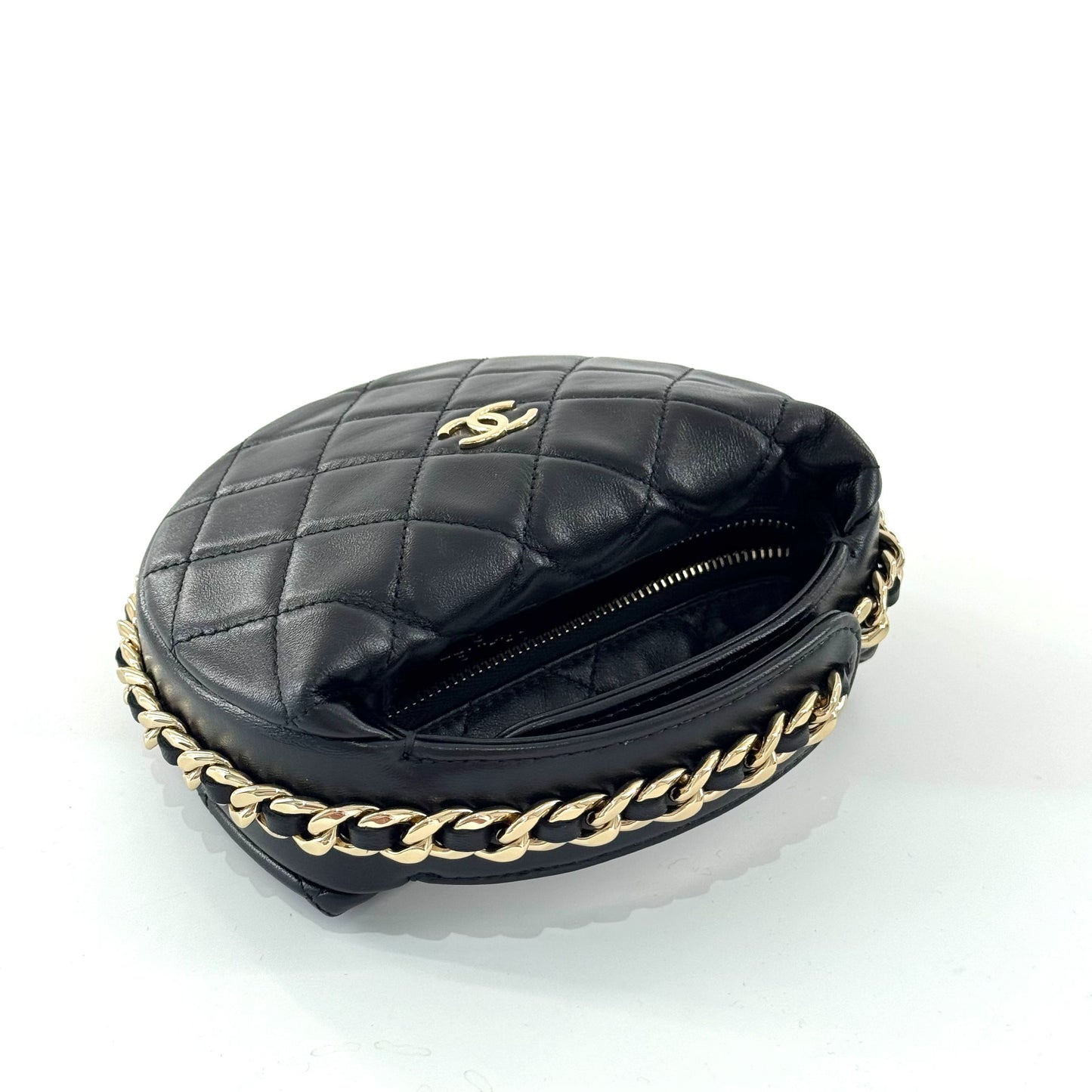 Chanel Hula Hoop Crescent Bag Leather Black - view 11