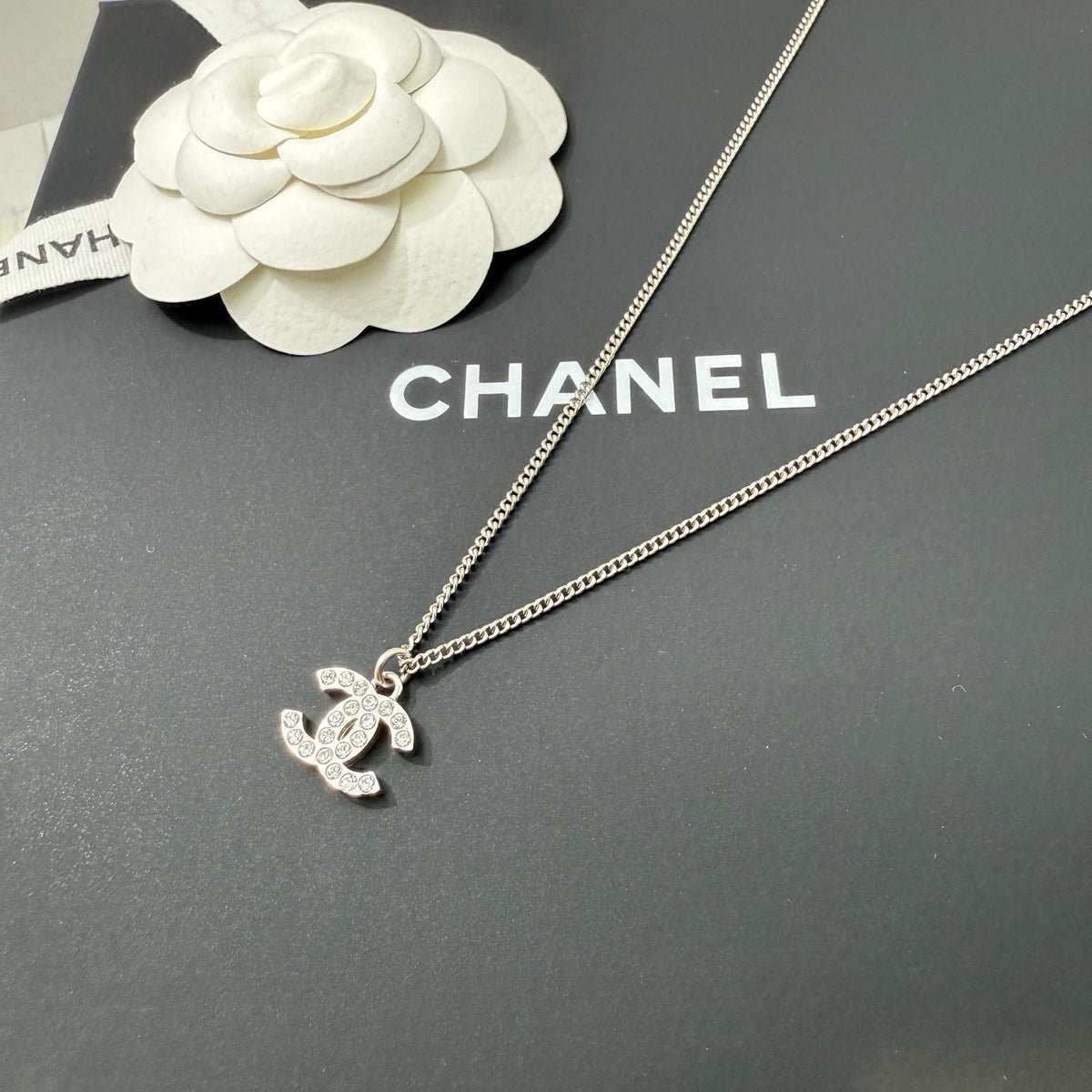 Chanel - Hyuna Necklace 11V - Silver-tone metal with clear rhinestone embellishments; the metal composition is not specified. - Silver