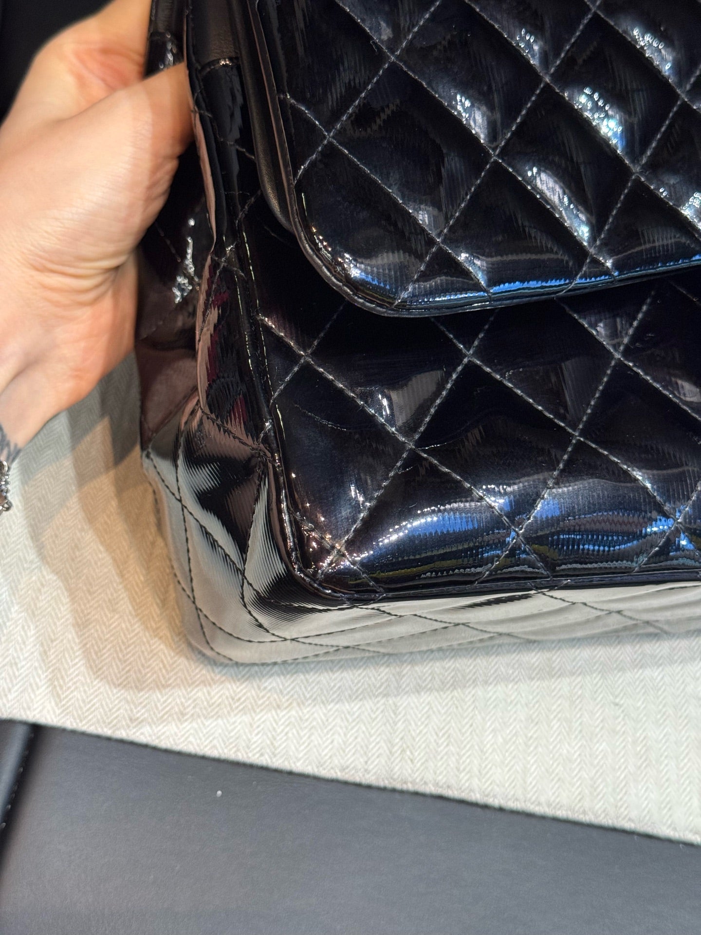 Chanel - Jumbo Double Flap - Patent leather - Black - (large)