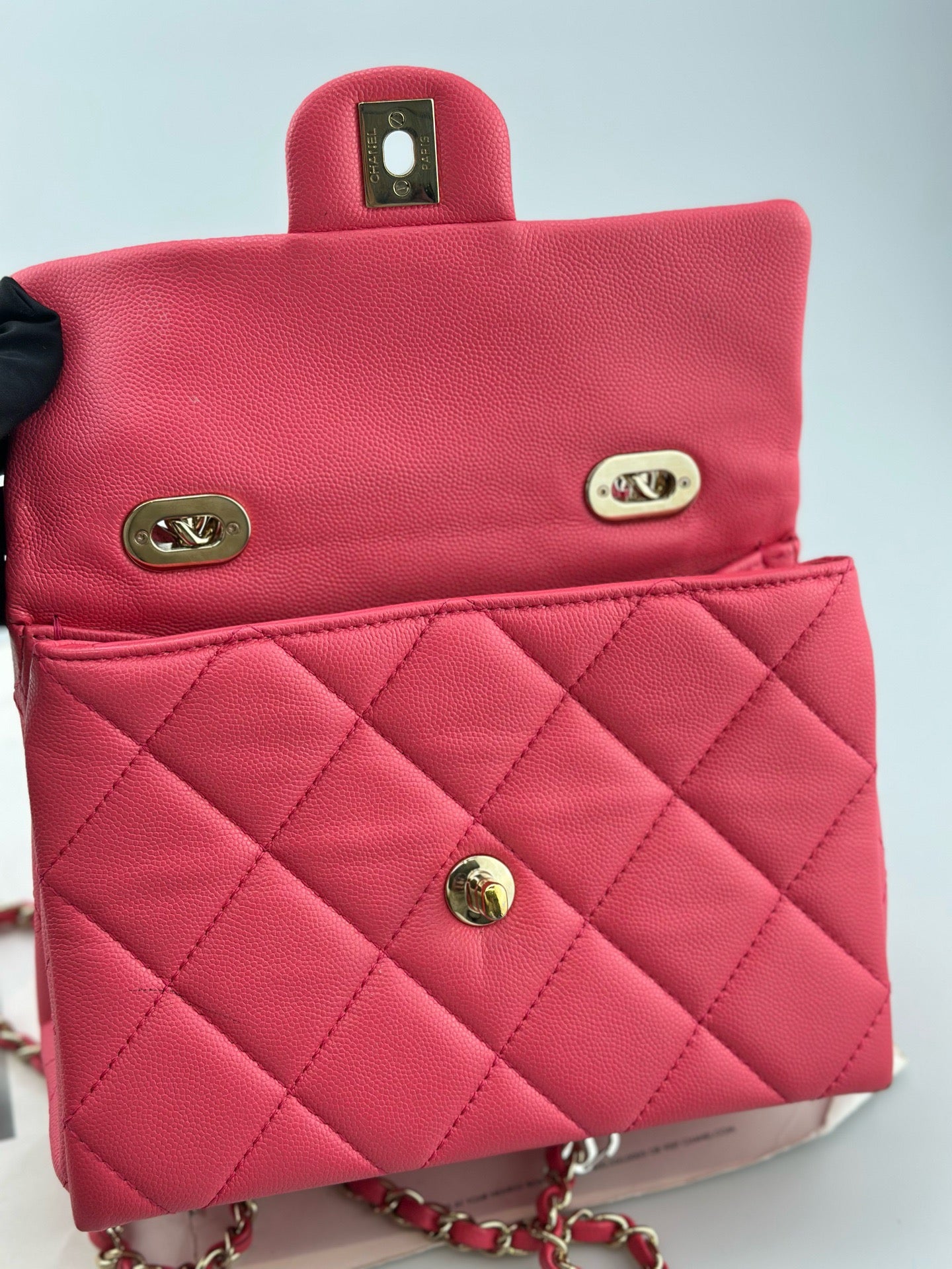 Chanel - Kelly Handle Flap Bag - Grained calfskin leather - Pink - (mini)