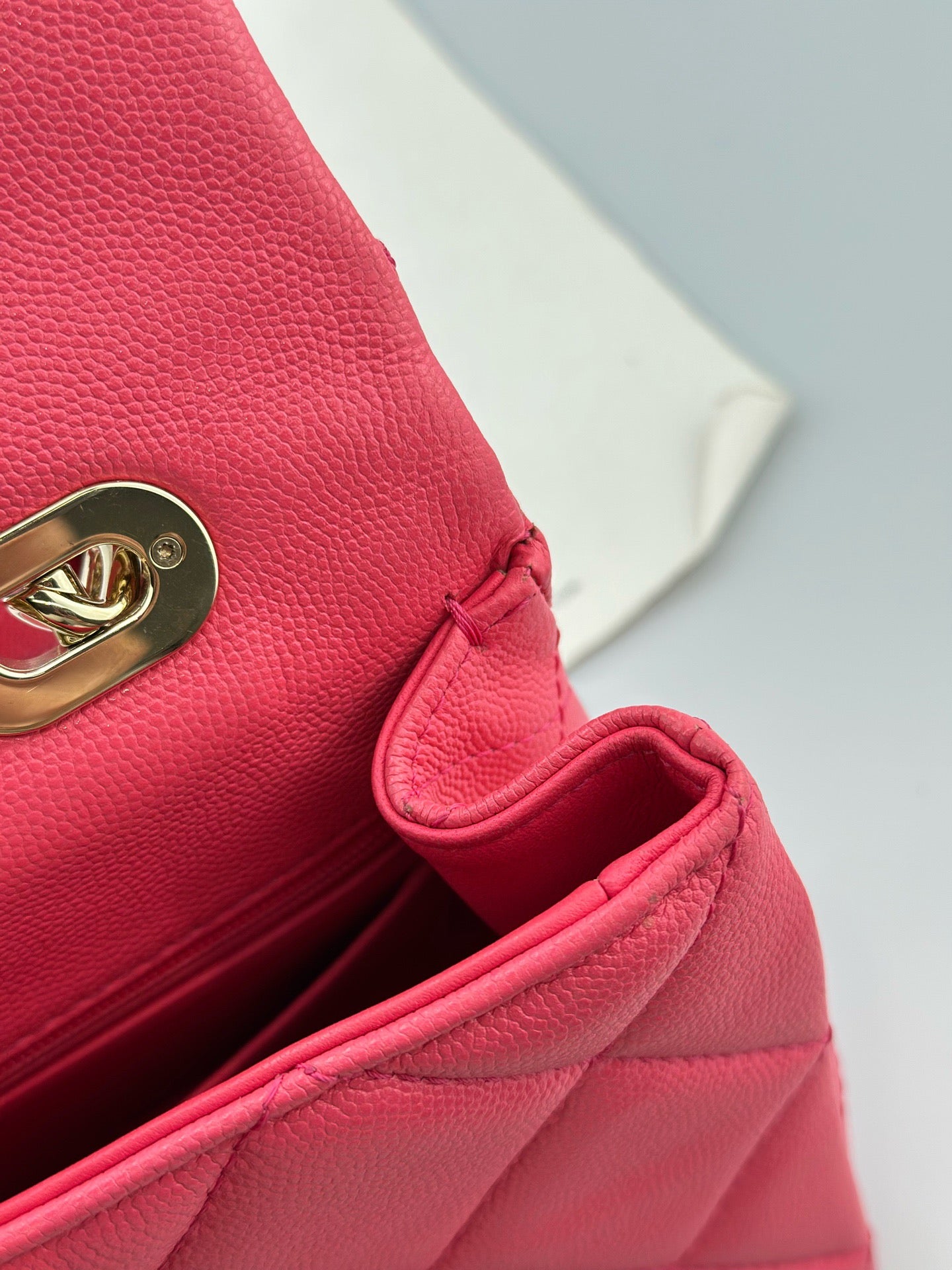 Chanel - Kelly Handle Flap Bag - Grained calfskin leather - Pink - (mini)