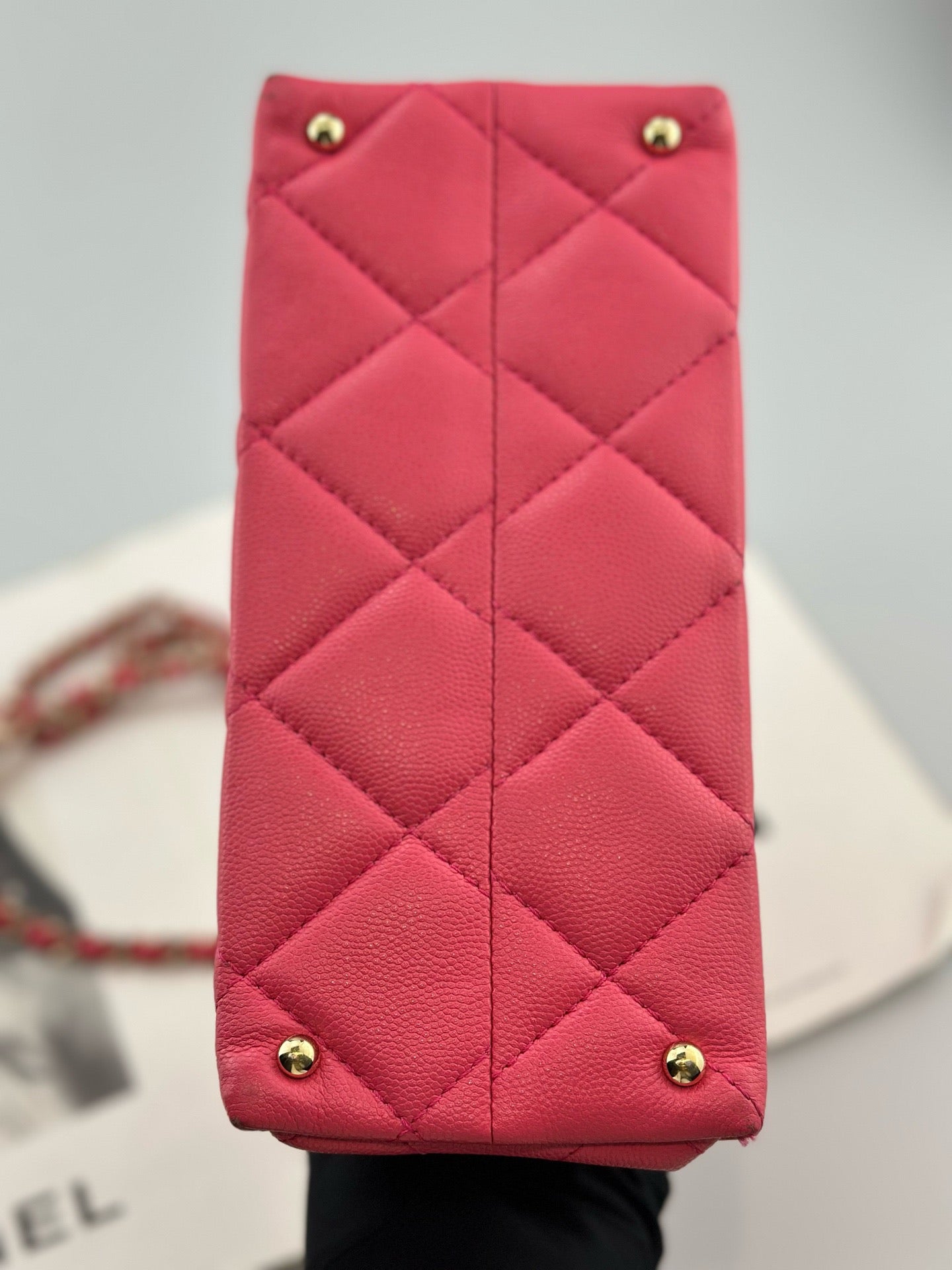 Chanel - Kelly Handle Flap Bag - Grained calfskin leather - Pink - (mini)