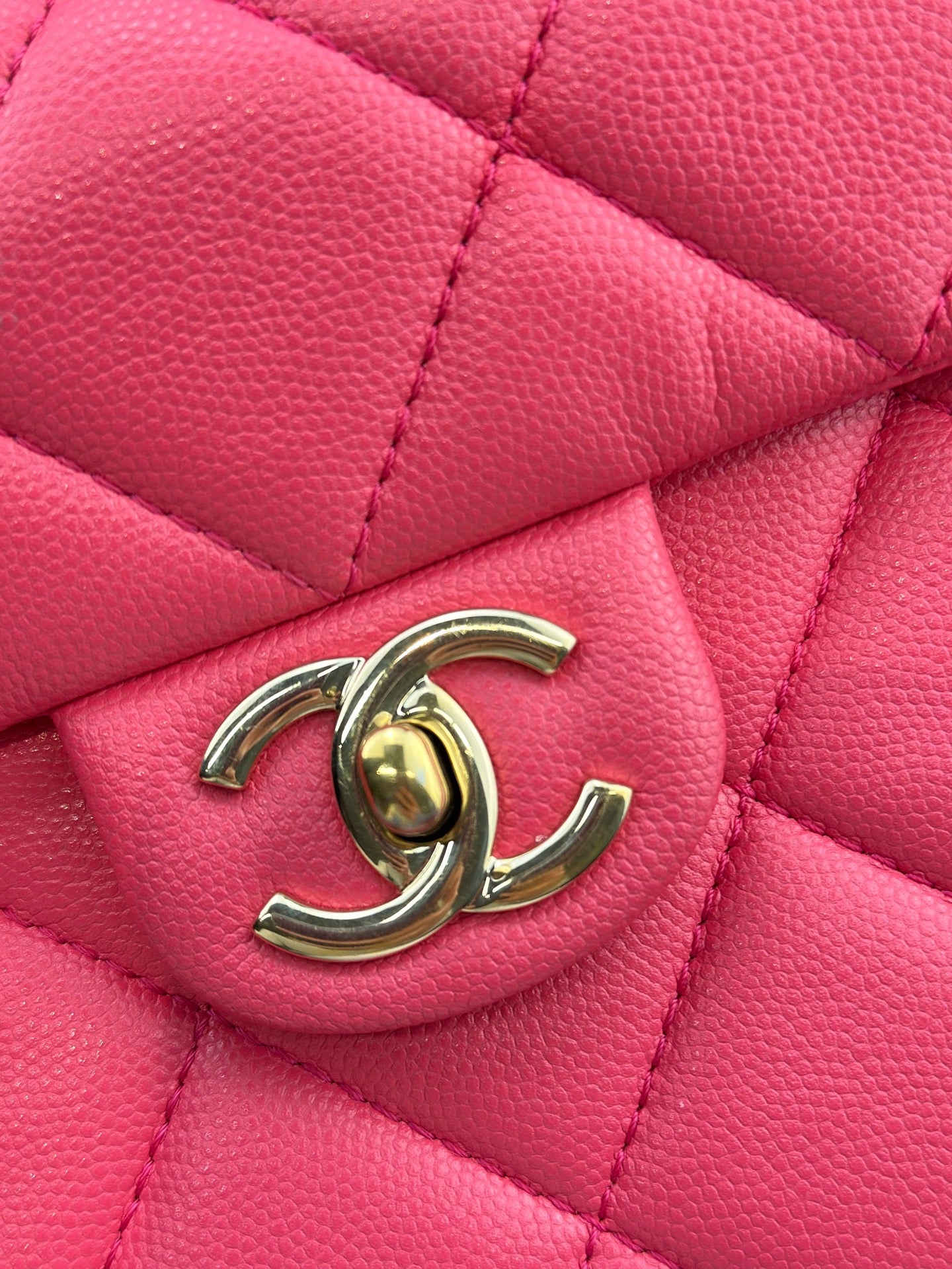 Chanel - Kelly Handle Flap Bag - Grained calfskin leather - Pink - (mini)