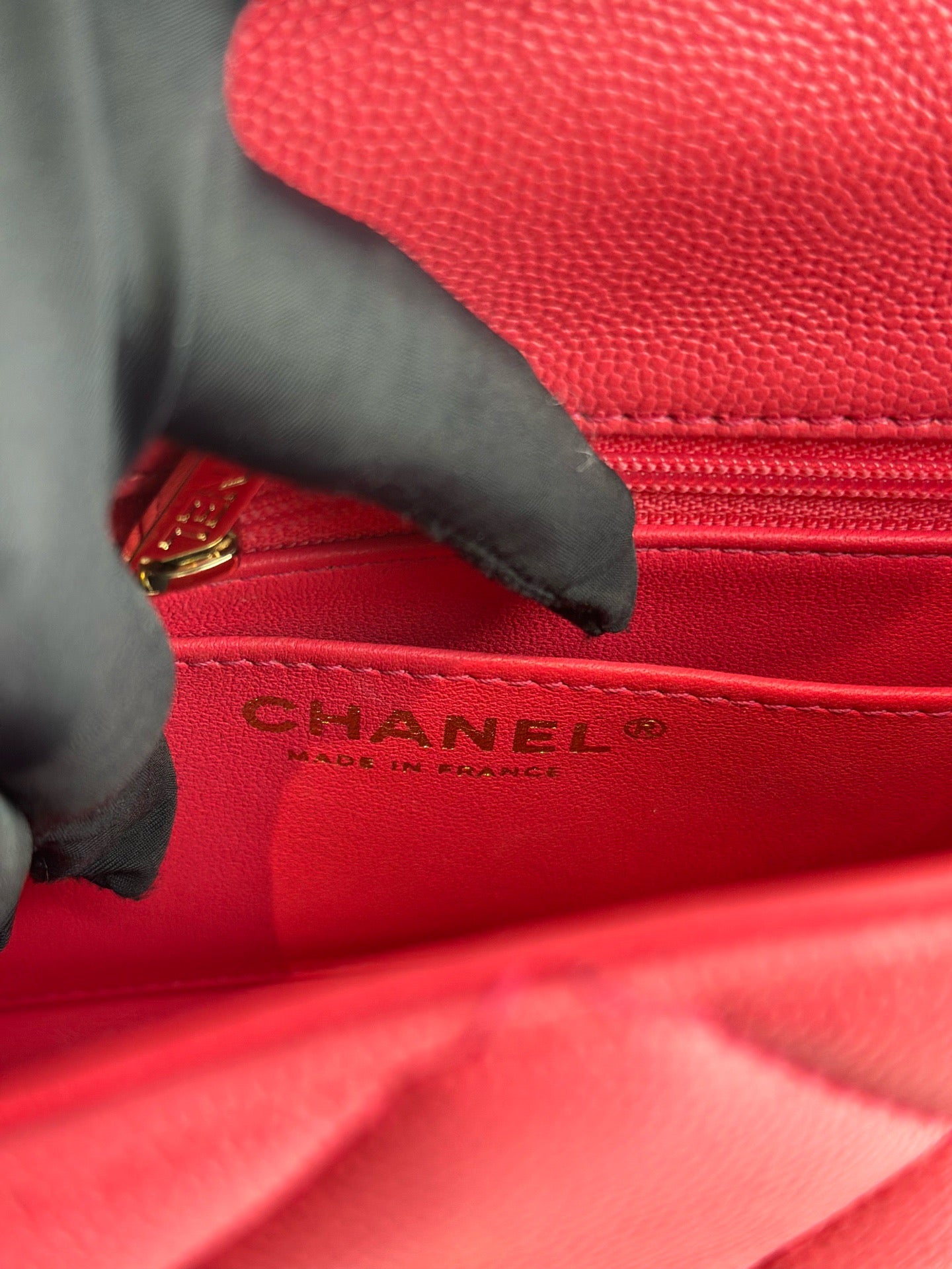 Chanel - Kelly Handle Flap Bag - Grained calfskin leather - Pink - (mini)