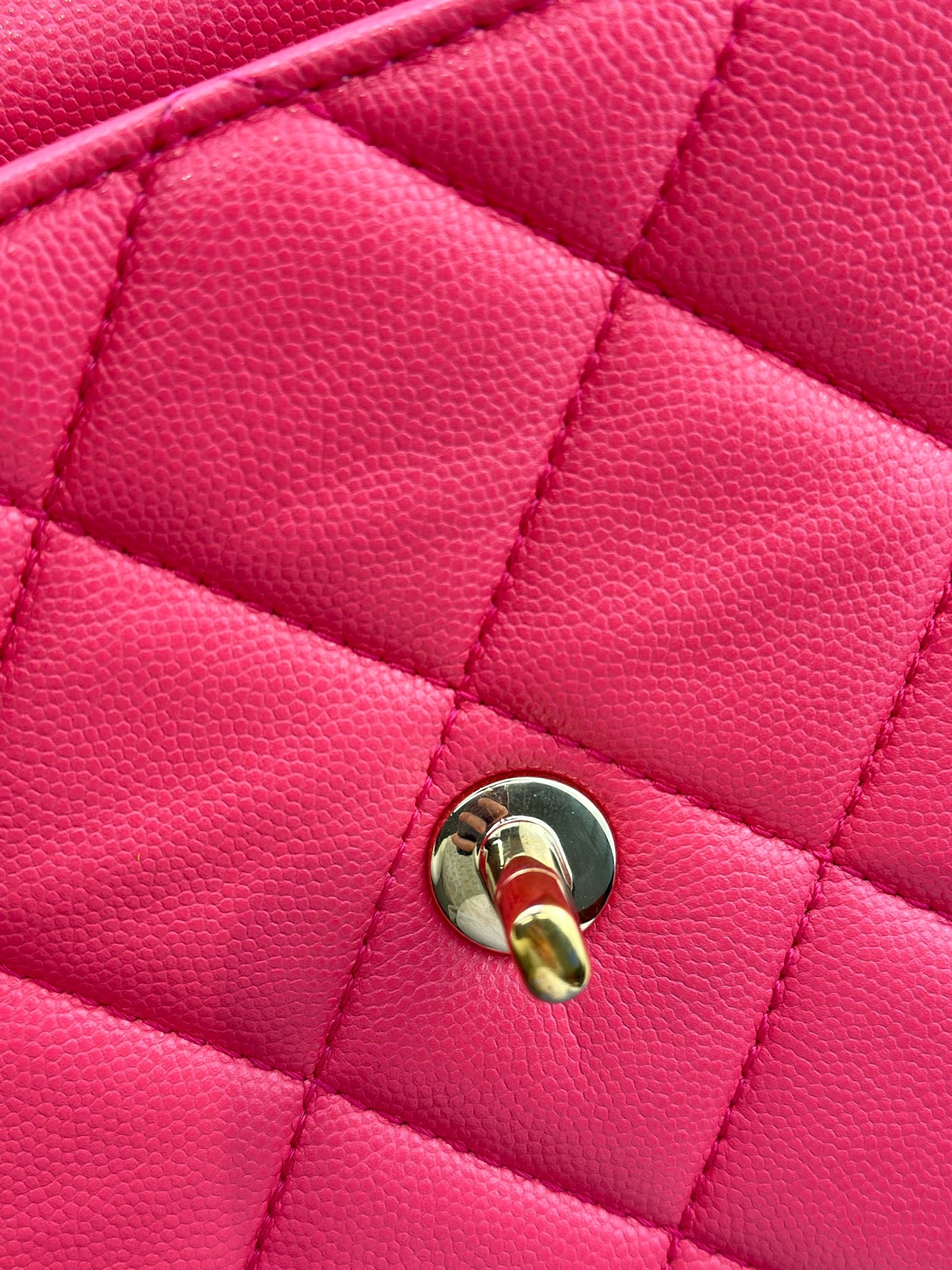 Chanel - Kelly Handle Flap Bag - Grained calfskin leather - Pink - (mini)