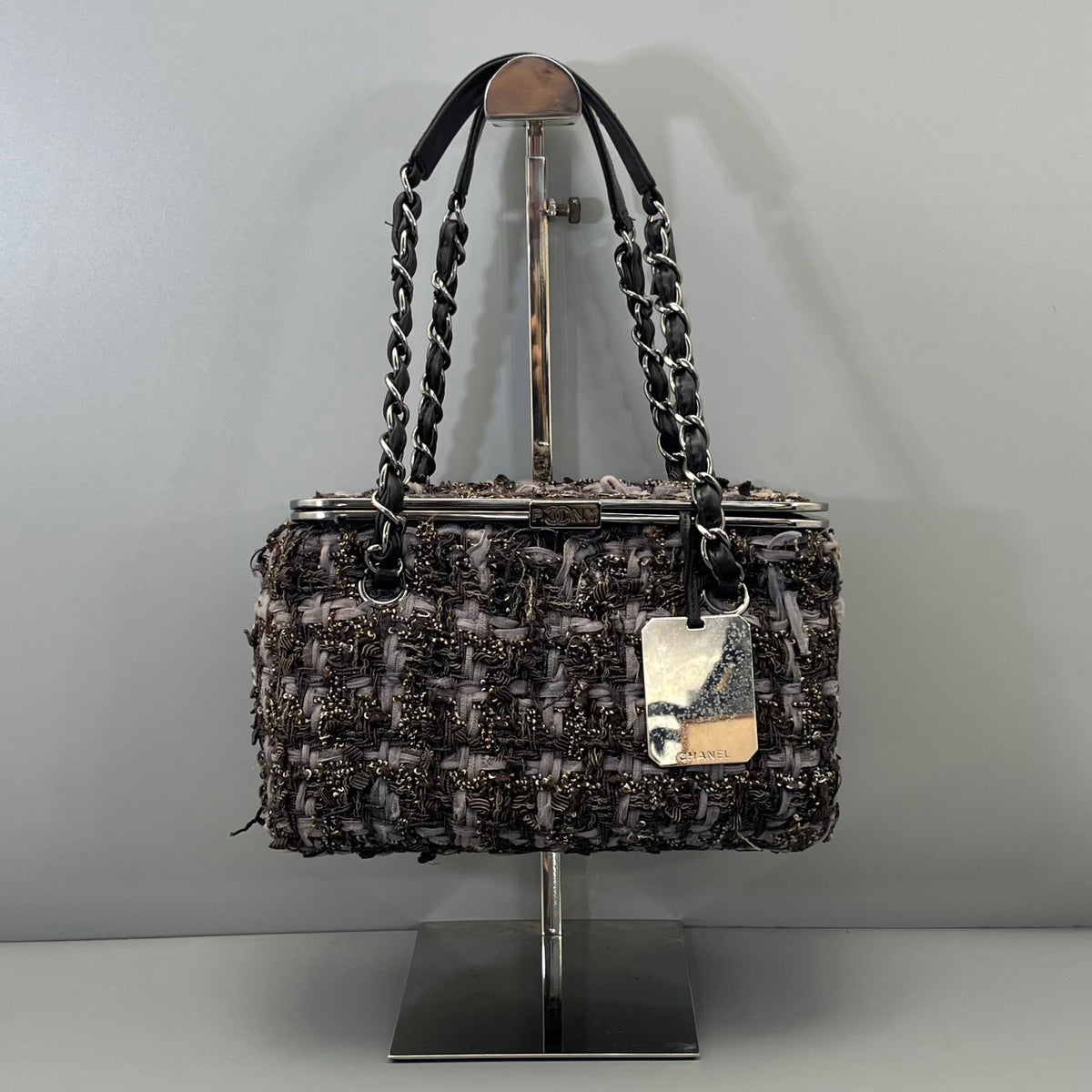 Chanel - Kiss-lock Box Bag - Tweed - Purple - (small)