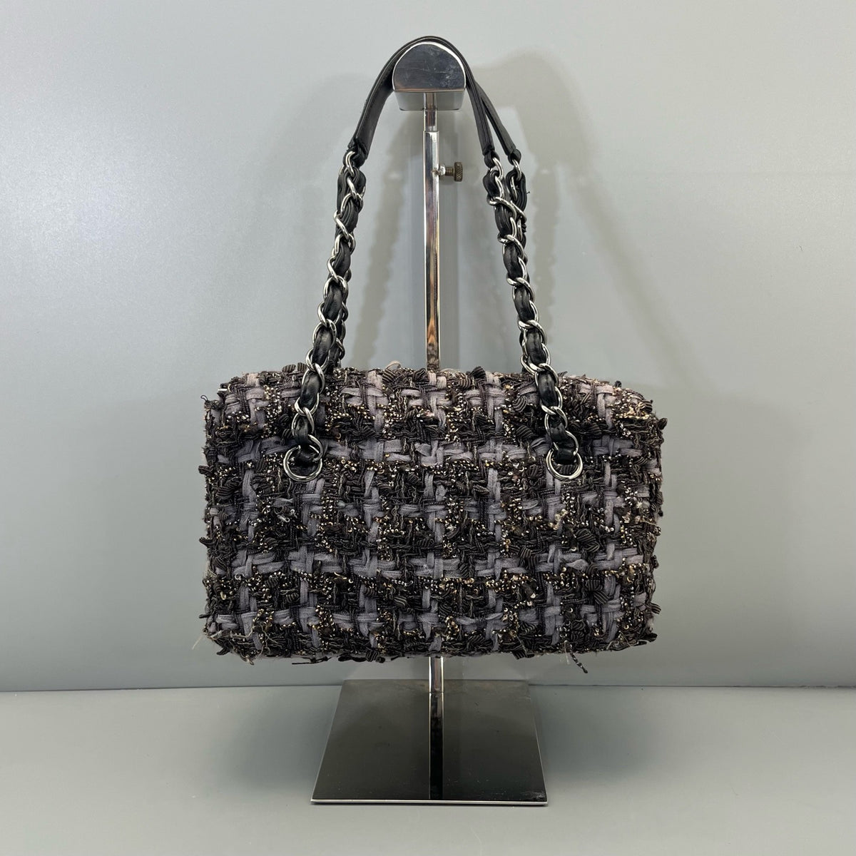 Chanel - Kiss-lock Box Bag - Tweed - Purple - (small)