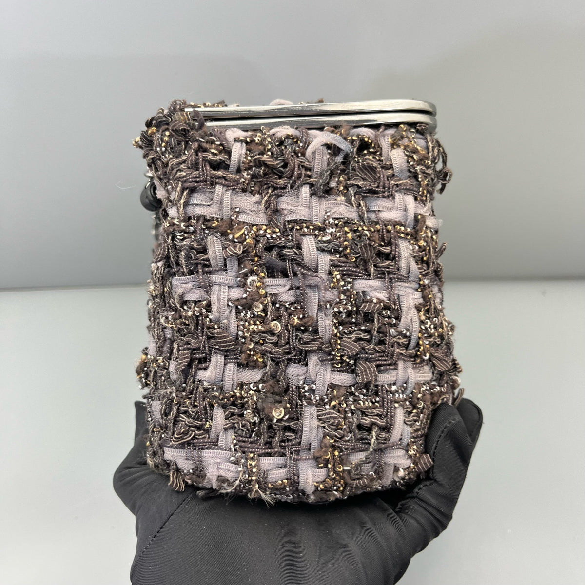 Chanel - Kiss-lock Box Bag - Tweed - Purple - (small)