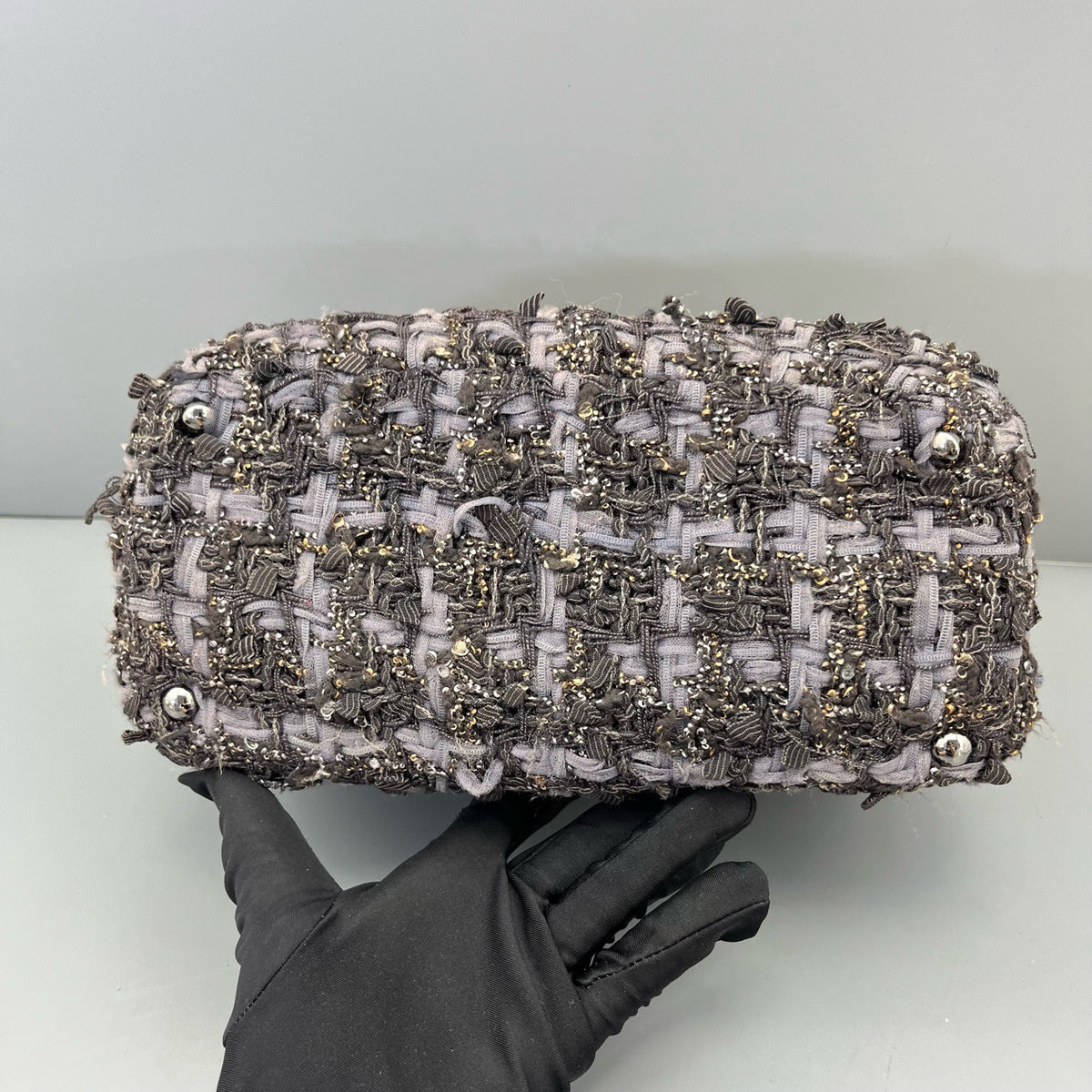 Chanel - Kiss-lock Box Bag - Tweed - Purple - (small)