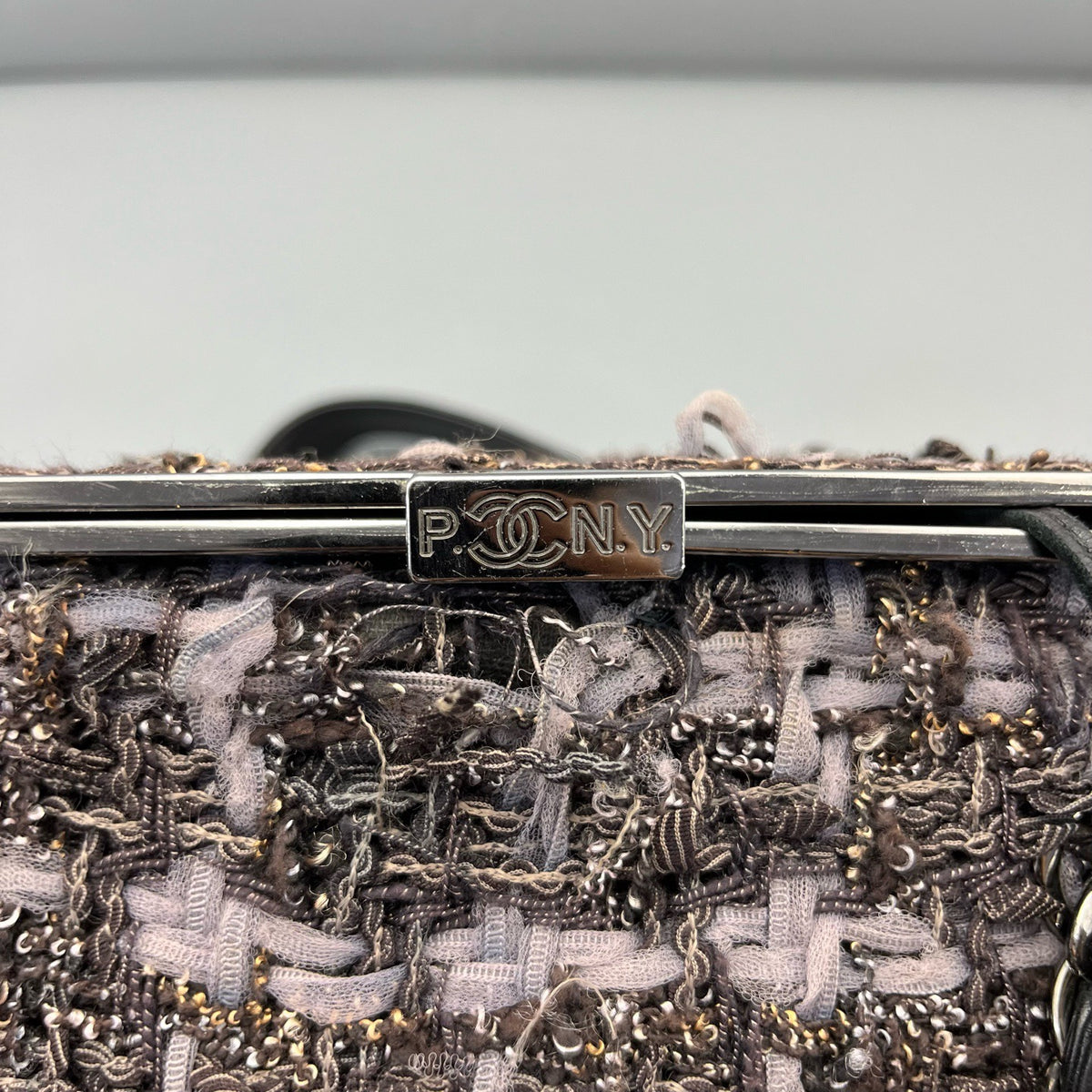 Chanel - Kiss-lock Box Bag - Tweed - Purple - (small)