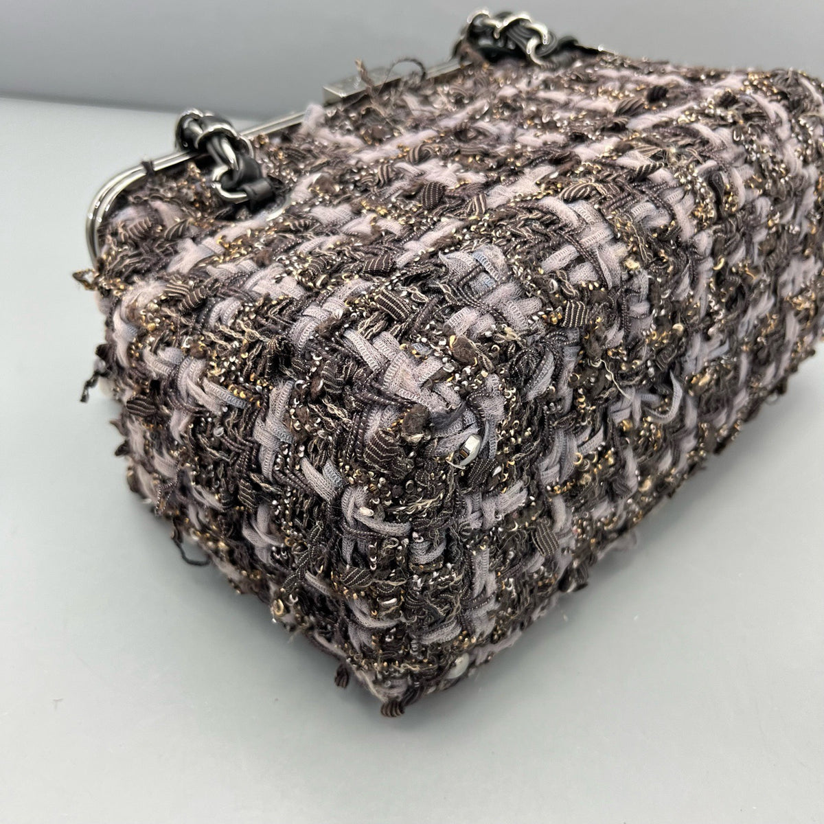 Chanel - Kiss-lock Box Bag - Tweed - Purple - (small)