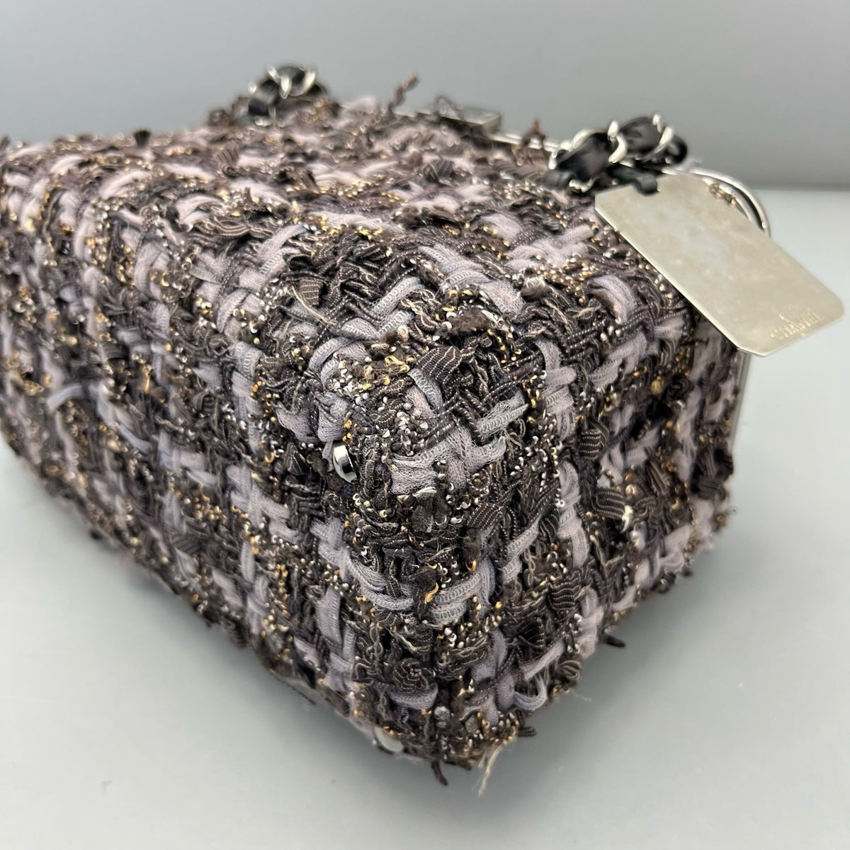 Chanel - Kiss-lock Box Bag - Tweed - Purple - (small)