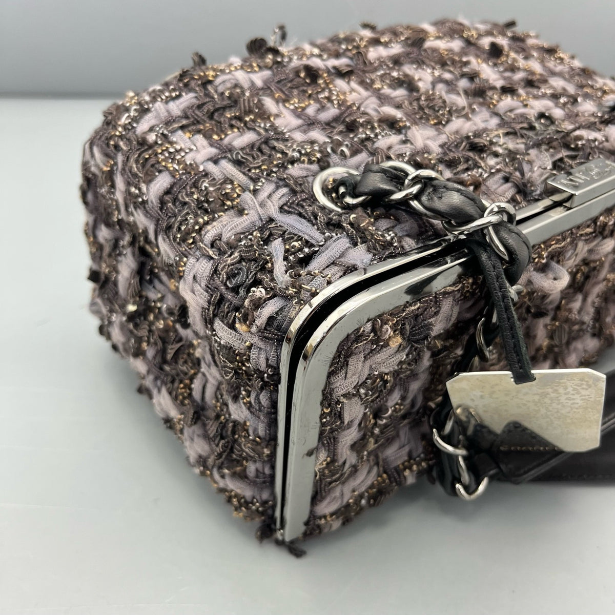 Chanel - Kiss-lock Box Bag - Tweed - Purple - (small)